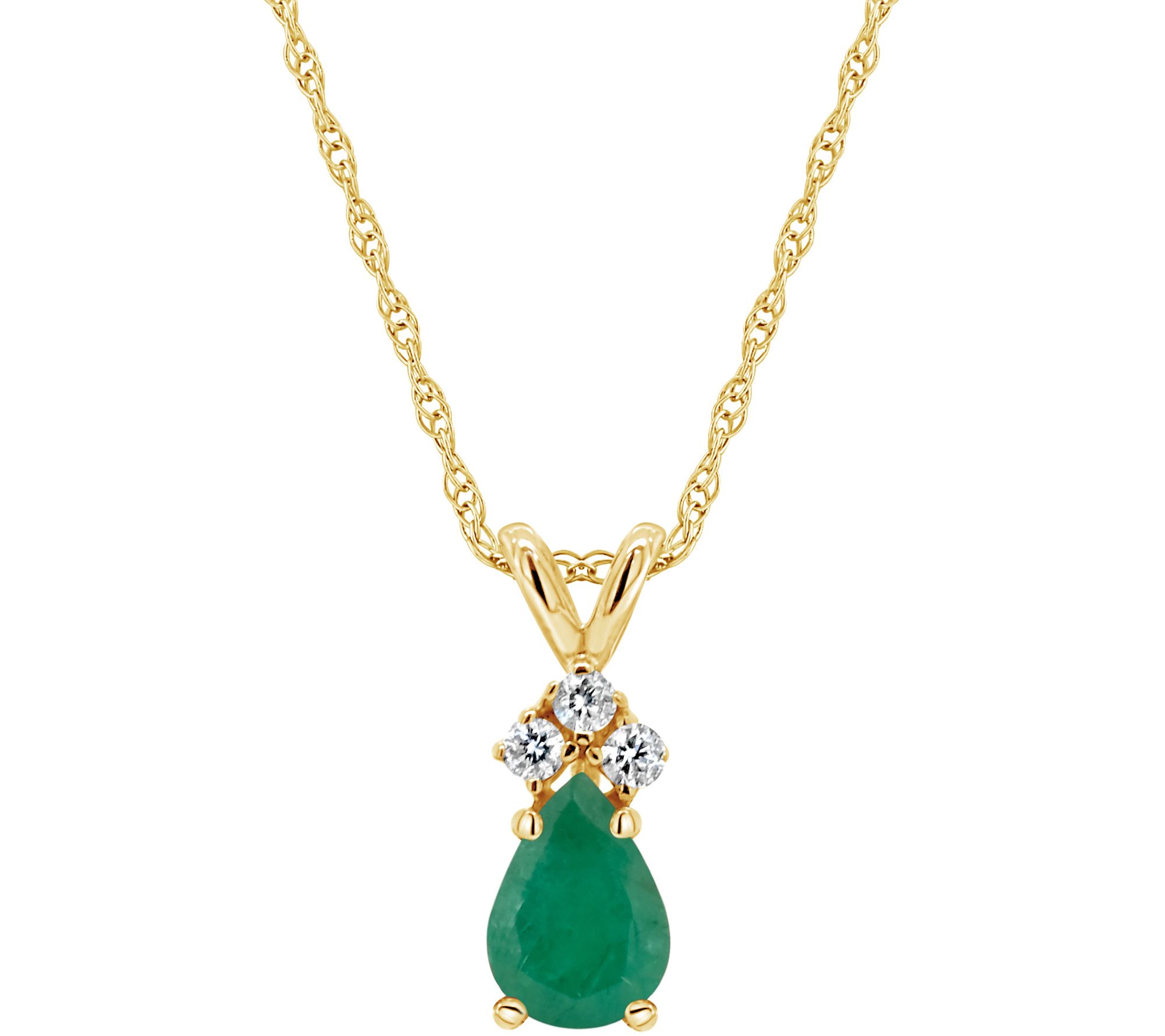 14K Pear-Shaped Precious Gemstone Pendant w/ Chain