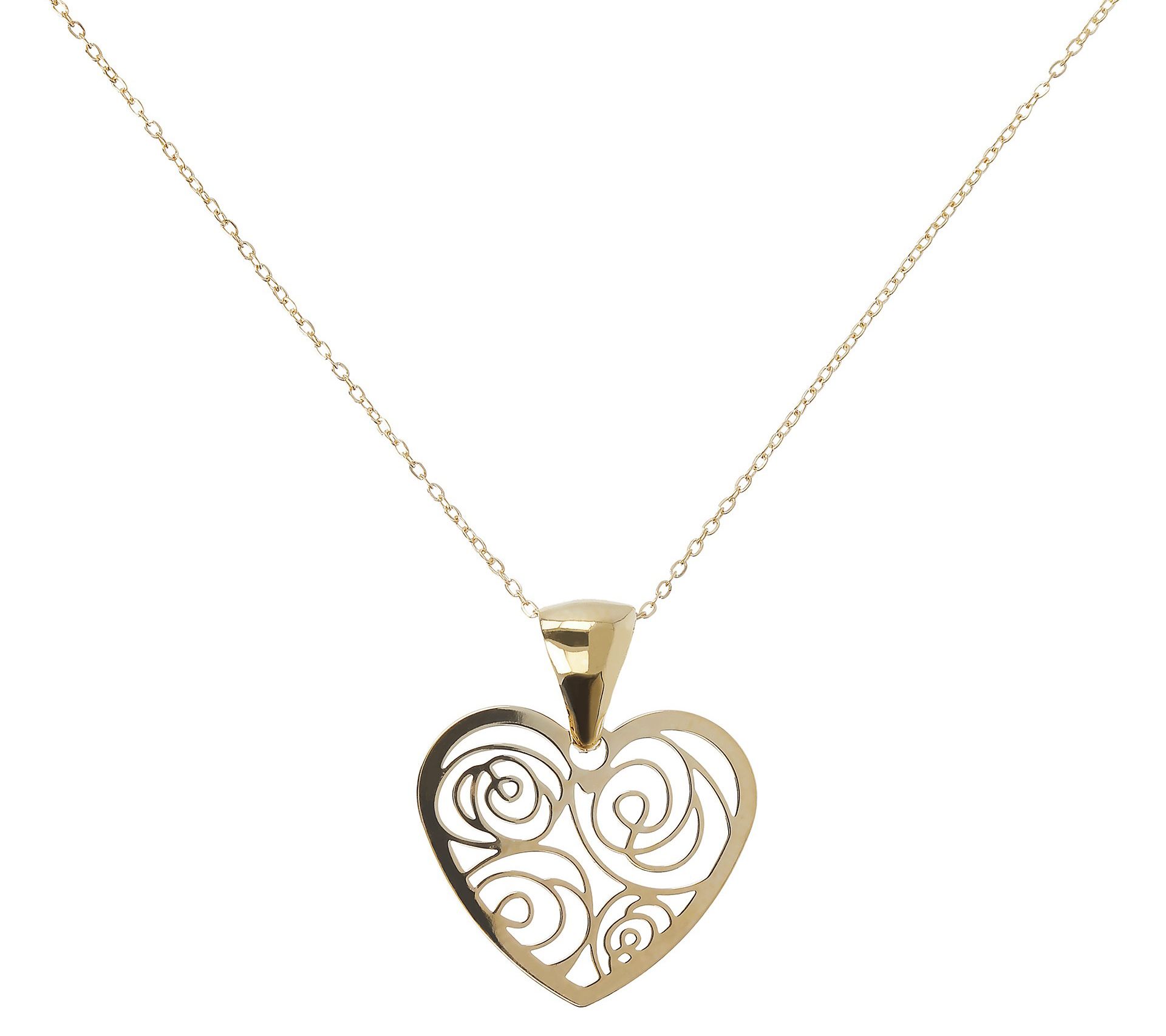 Italian Gold Filigree Heart Pendant w/ Chain, 14K - QVC.com