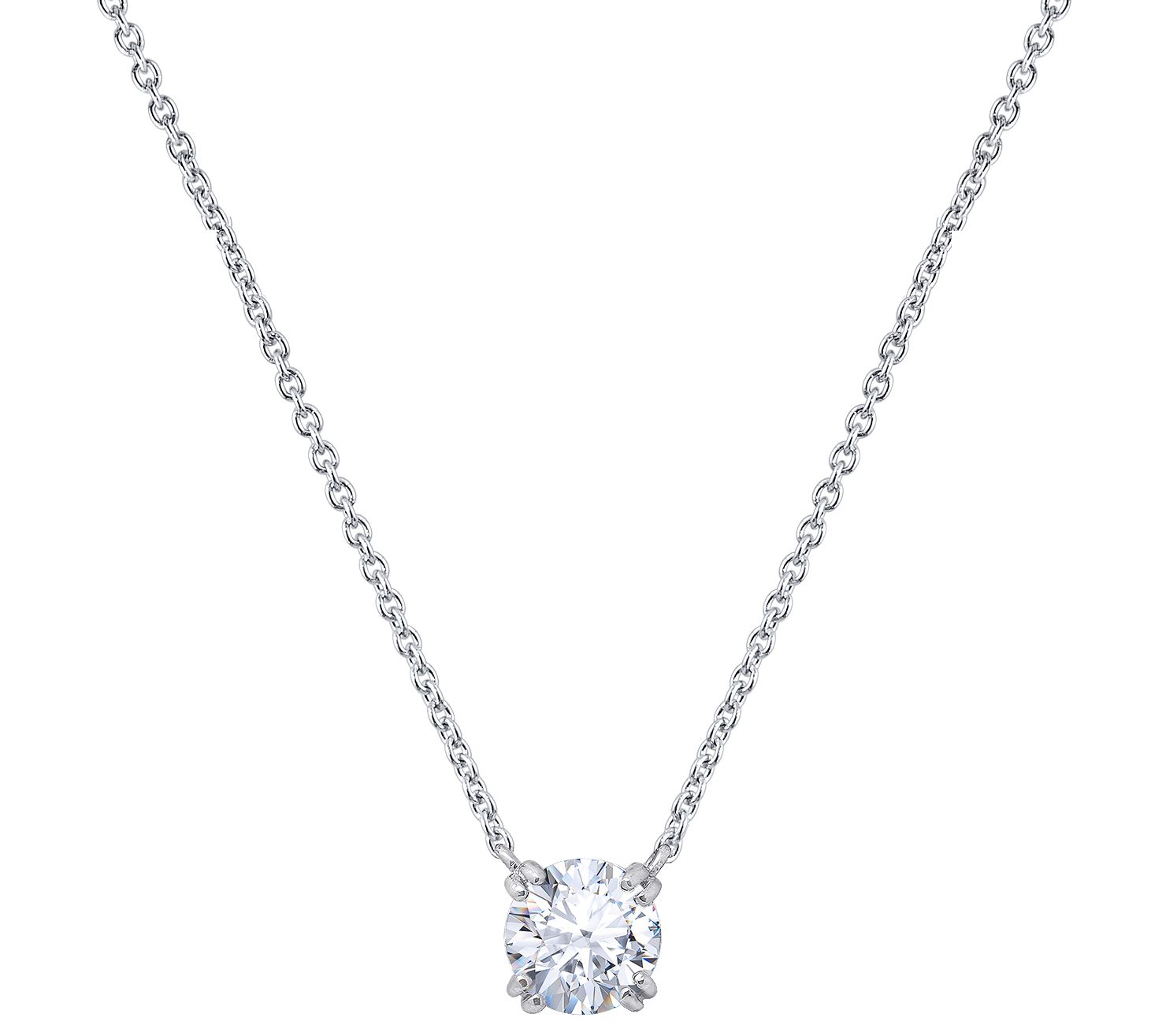 Diamonique Sterling 2.00 cttw Round Solitaire Necklace