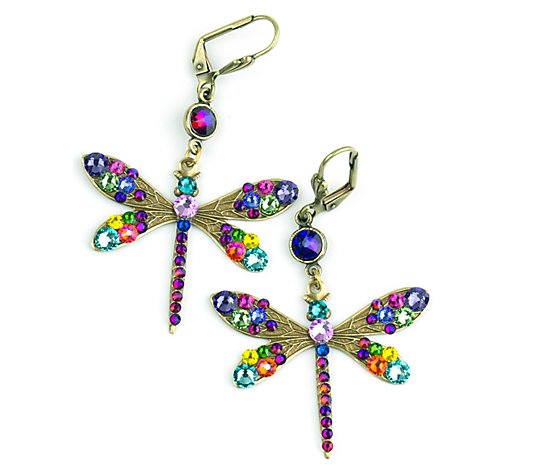 Anne Koplik Bright Crystal Dragonfly Earrings