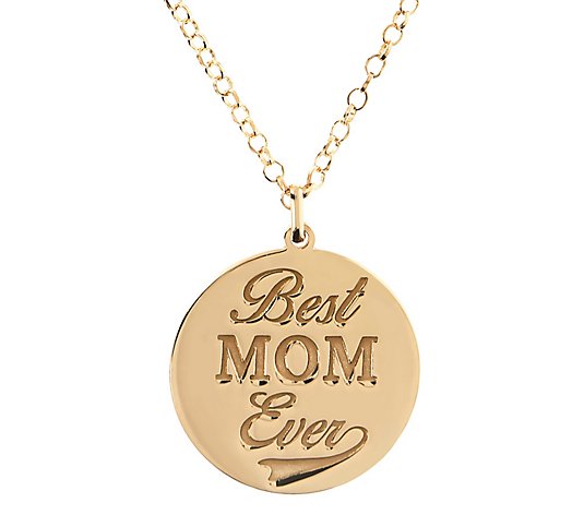 Italian Silver Best Mom Ever Pendant w/ Chain