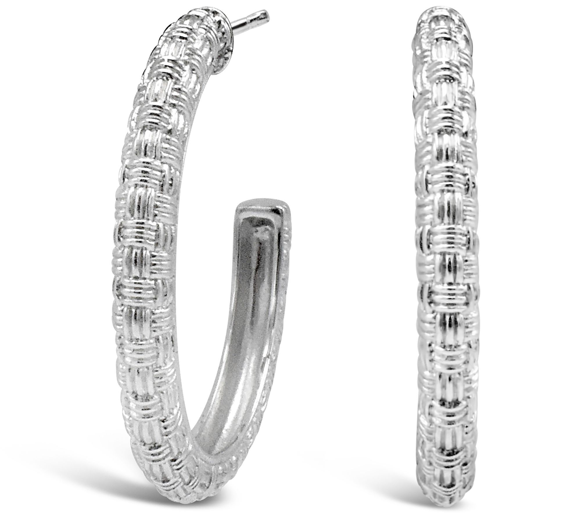 Ariva Sterling Silver Basketweave Hoop Earrings