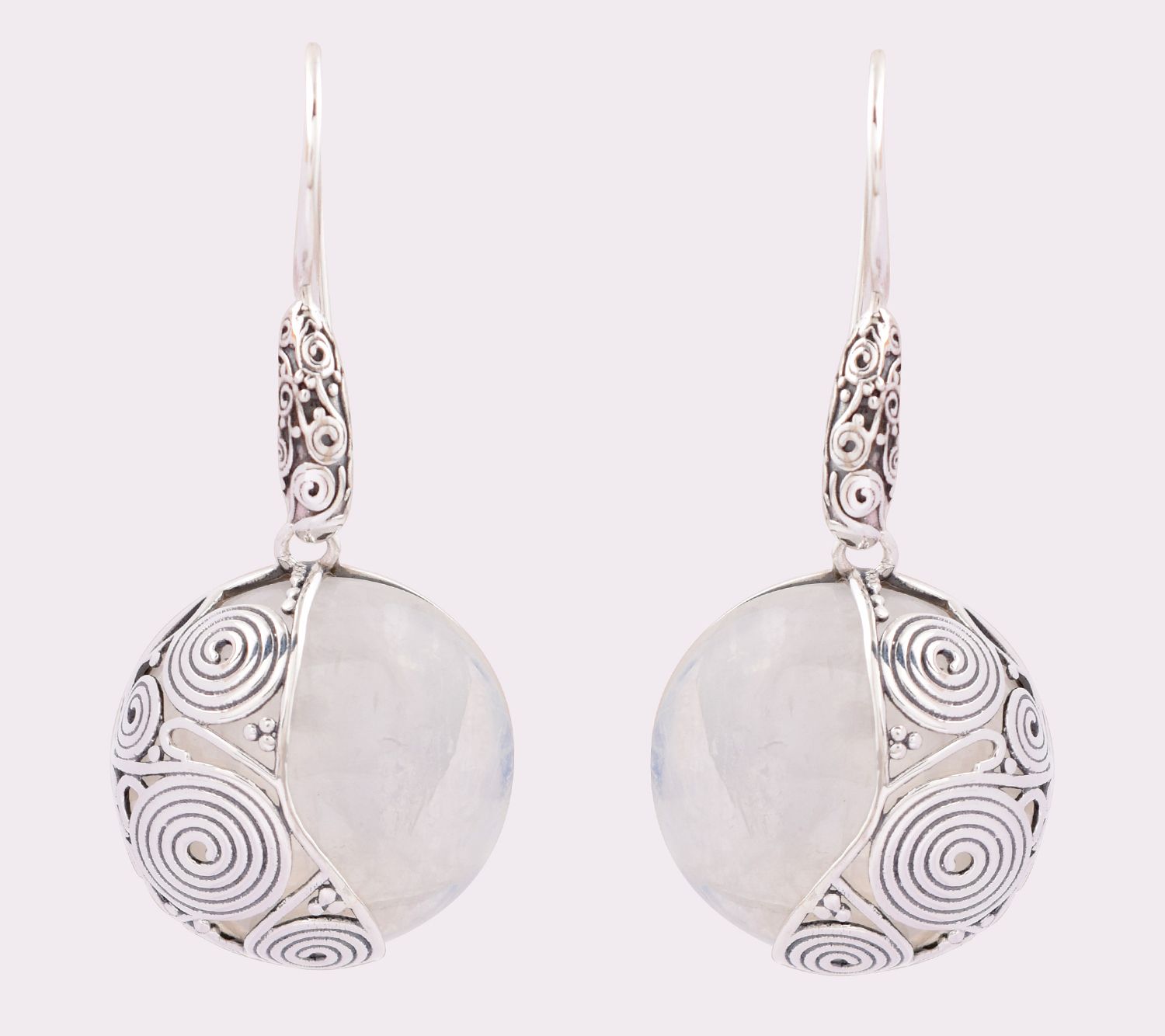 Artisan Crafted Sterling Silver Rainbow Moonstone Earrings