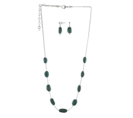 Fox Turquoise Liquid Sterling Silver Necklace &Earrings Set - QVC.com