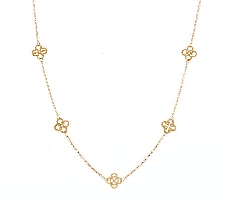 VicenzaGold Quatrefoil Design Station Necklace 14K Gold - QVC.com