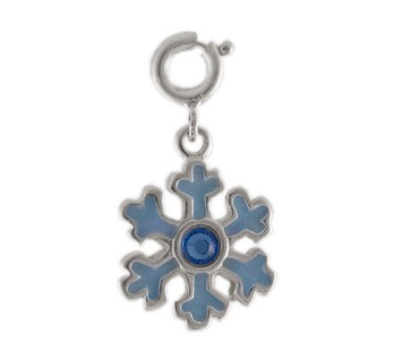 Sterling Snowflake Charm with Enamel and Crystal Accent - QVC.com