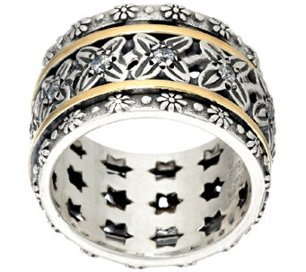 Or Paz Sterling Silver 14K Gold Crystal Spinner Ring - J324130