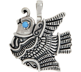 American West Sterling Silver Quail and Turquoise Pin/Pendant - J353130