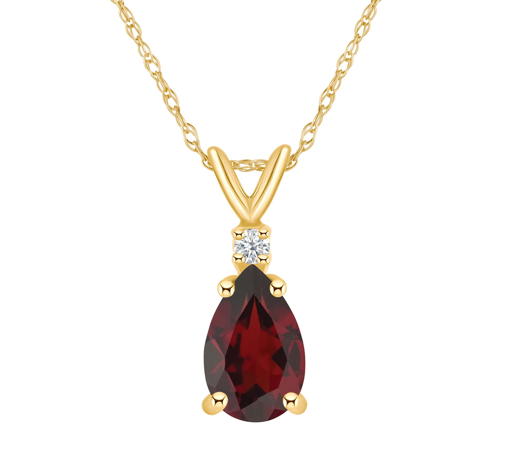 14K Gold 1.20 cttw Garnet & Diamond Accent Pendant