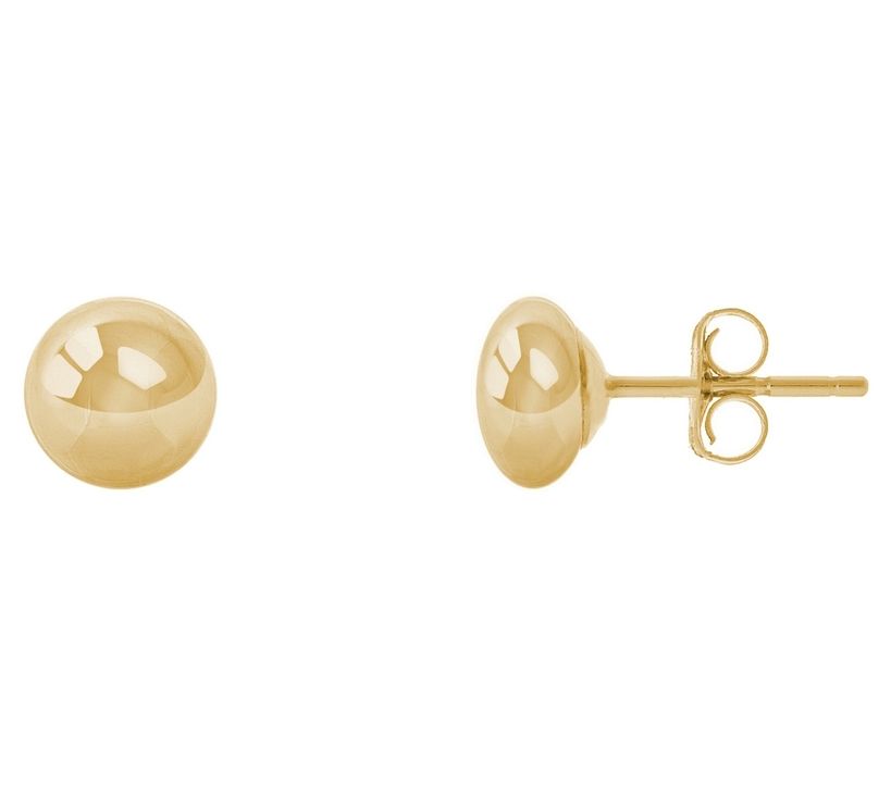 14K Gold 6mm Polished Button Ball Stud Earrings