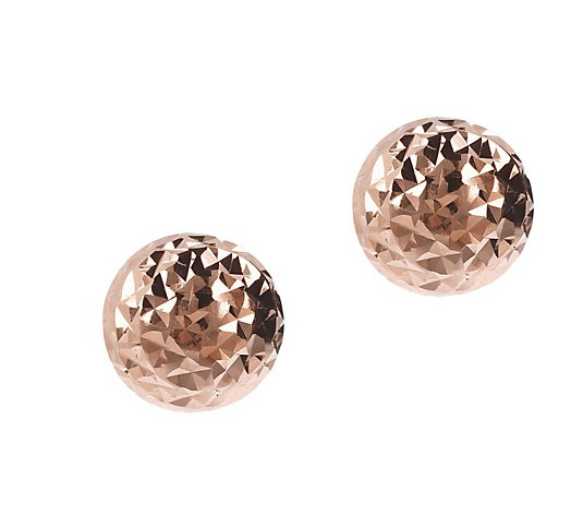Italian Silver 12mm Round Diamond-Cut Bead Earrings, Sterling