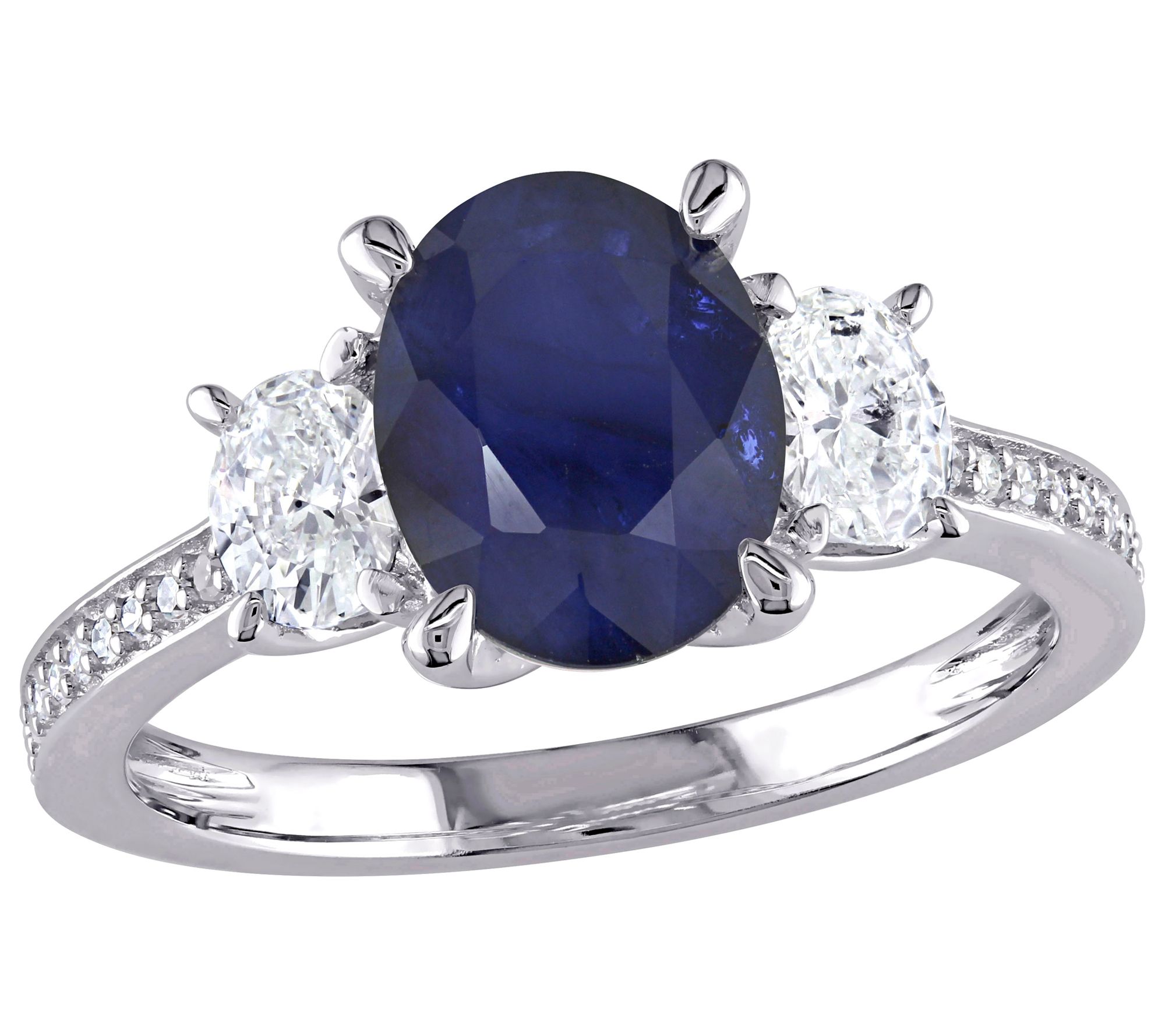 Bellini 2.65 cttw Sapphire & 6/10 cttw Diamond3-Stone Ring - QVC.com