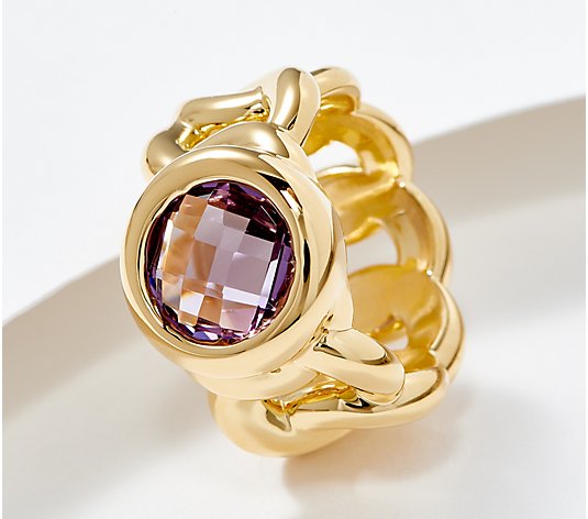 Oro Nuovo Faceted Gemstone Ring, 14K Gold Over Resin