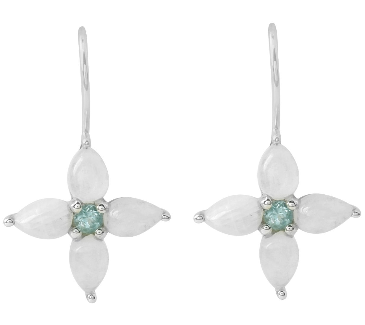Sterling Silver Moonstone & Blue Topaz Flower Earrings