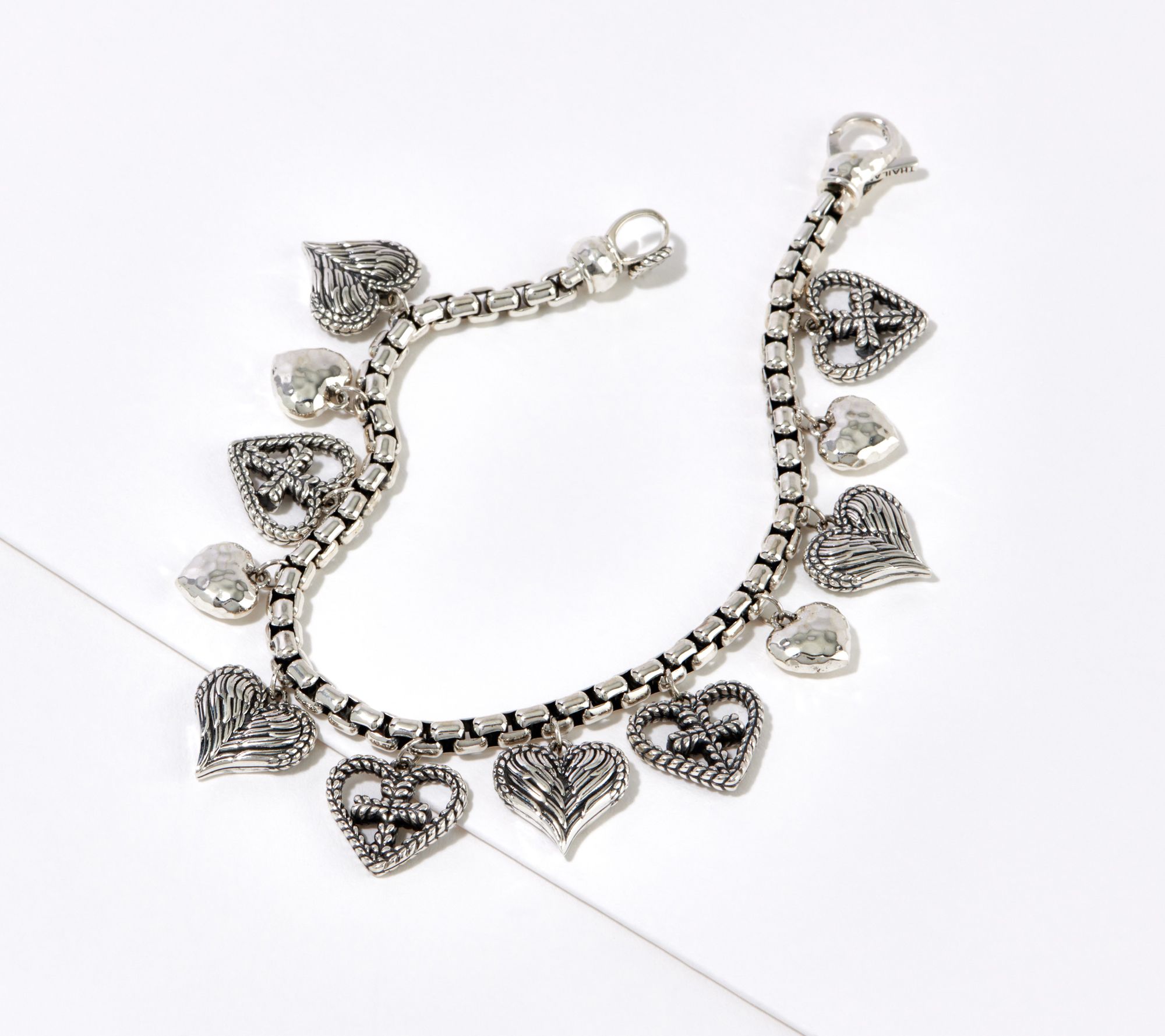 BRAND NEW Sparkly Rhinestone Personalised Silver Heart Charm Bracelet & Gift Bag 