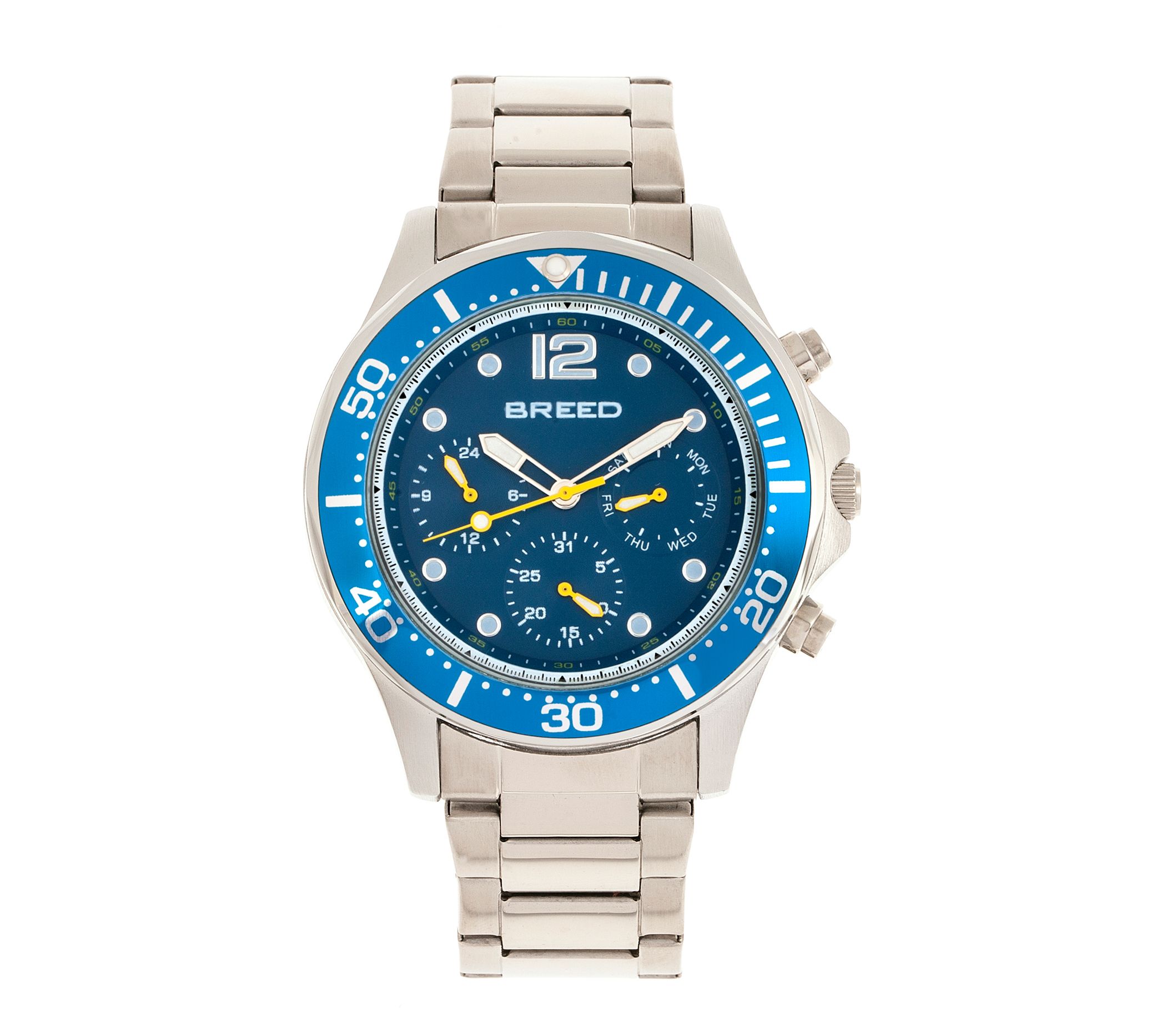 Breed Men's Pegasus Silvertone Blue Bezel Watch