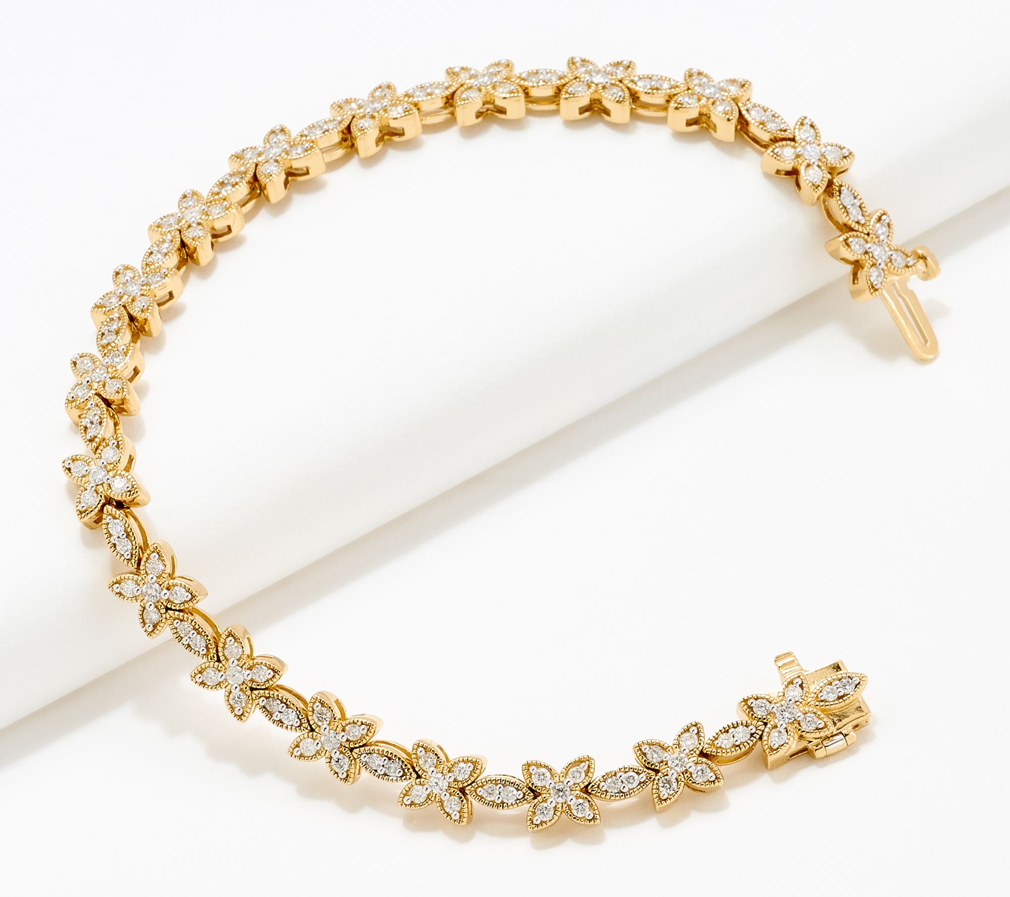 "As Is" Affinity Diamonds 1.50cttw Floral Bracelet, Sterl