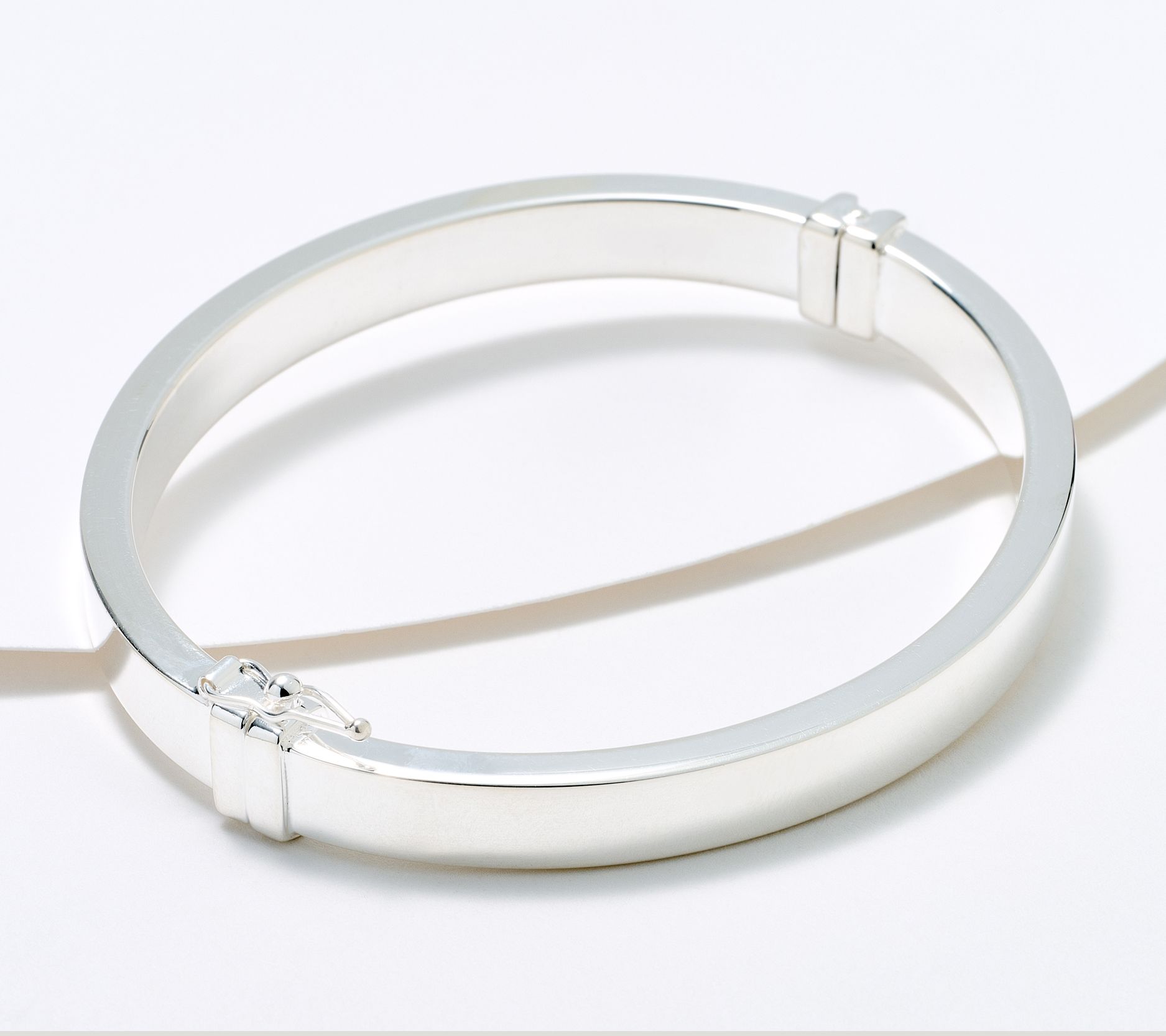 "As Is" UltraFine 950 Silver Polished Rectangle Tube Bangle