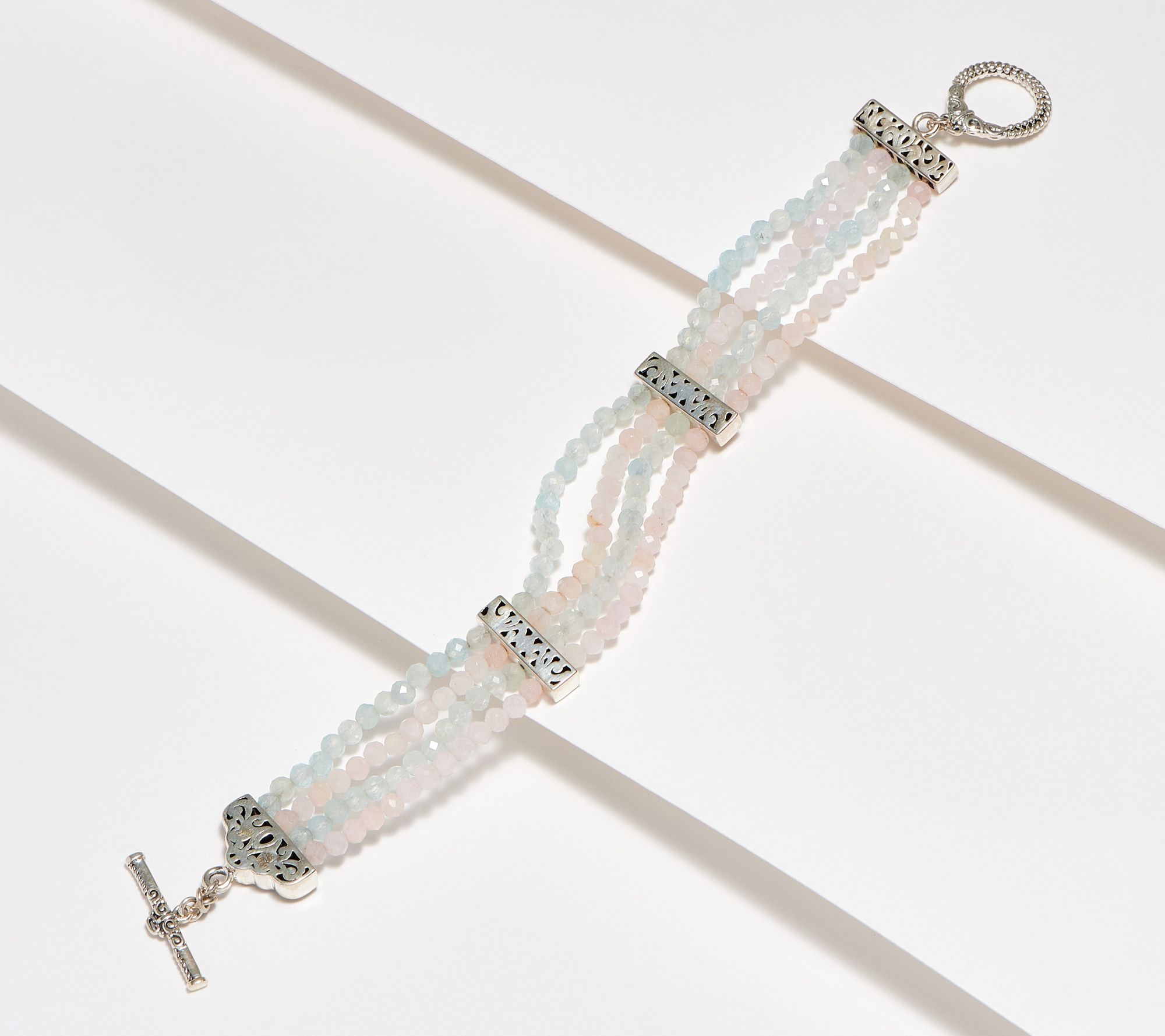 "As Is" Artisan Crafted Sterling Silver Multi Row Bead Bracelet