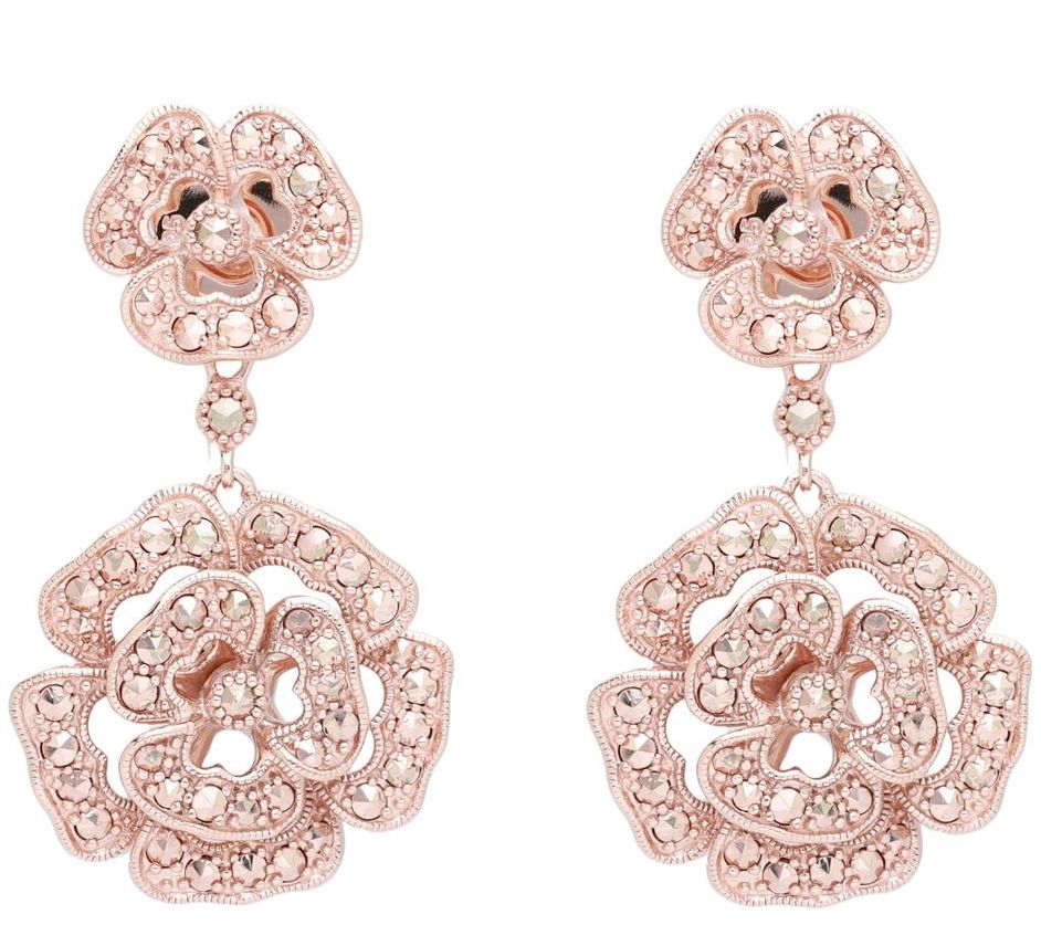 Dallas Prince 14K Clad Chrome Marcasite Secret Garden Earrings