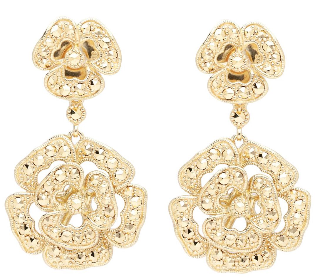 Dallas Prince 14K Clad Chrome Marcasite Secret Garden Earrings