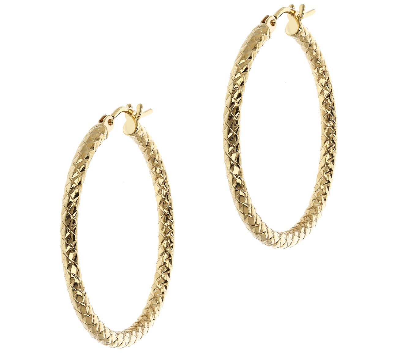 Italian Gold Textured Round Hoop Earrings, 10K - QVC.com
