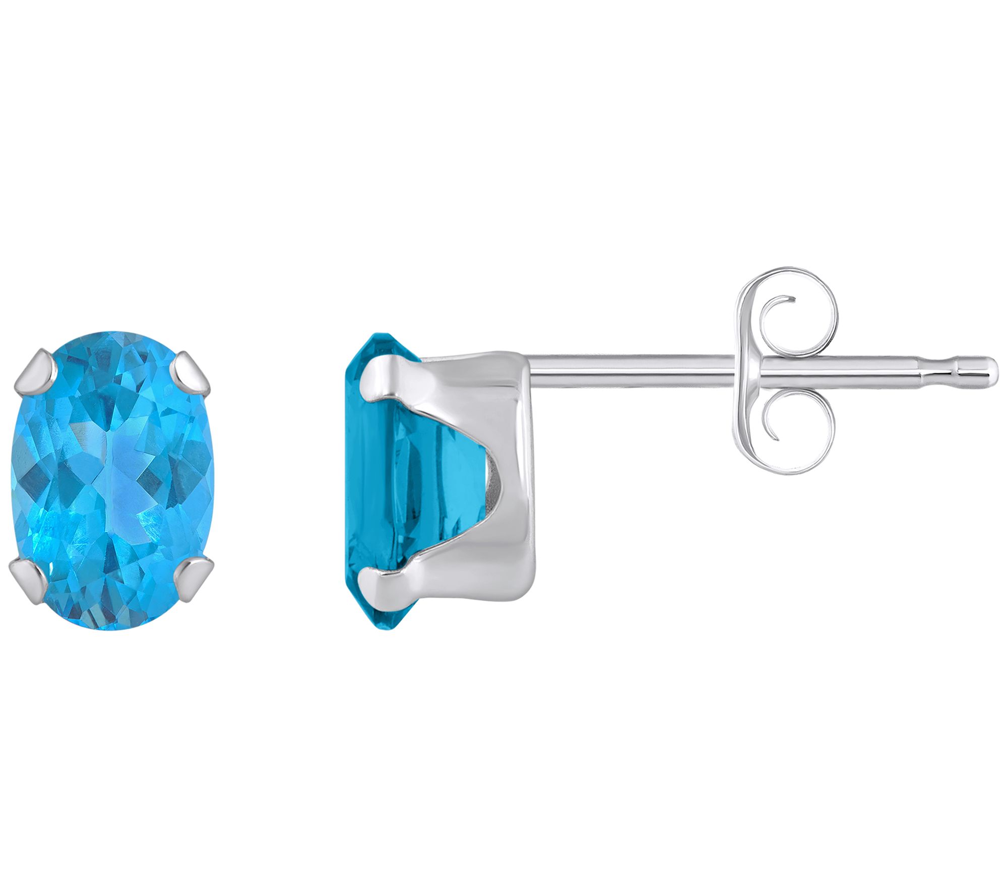 Affinity Gems Oval Gemstone Stud Earrings, 10K White Gold