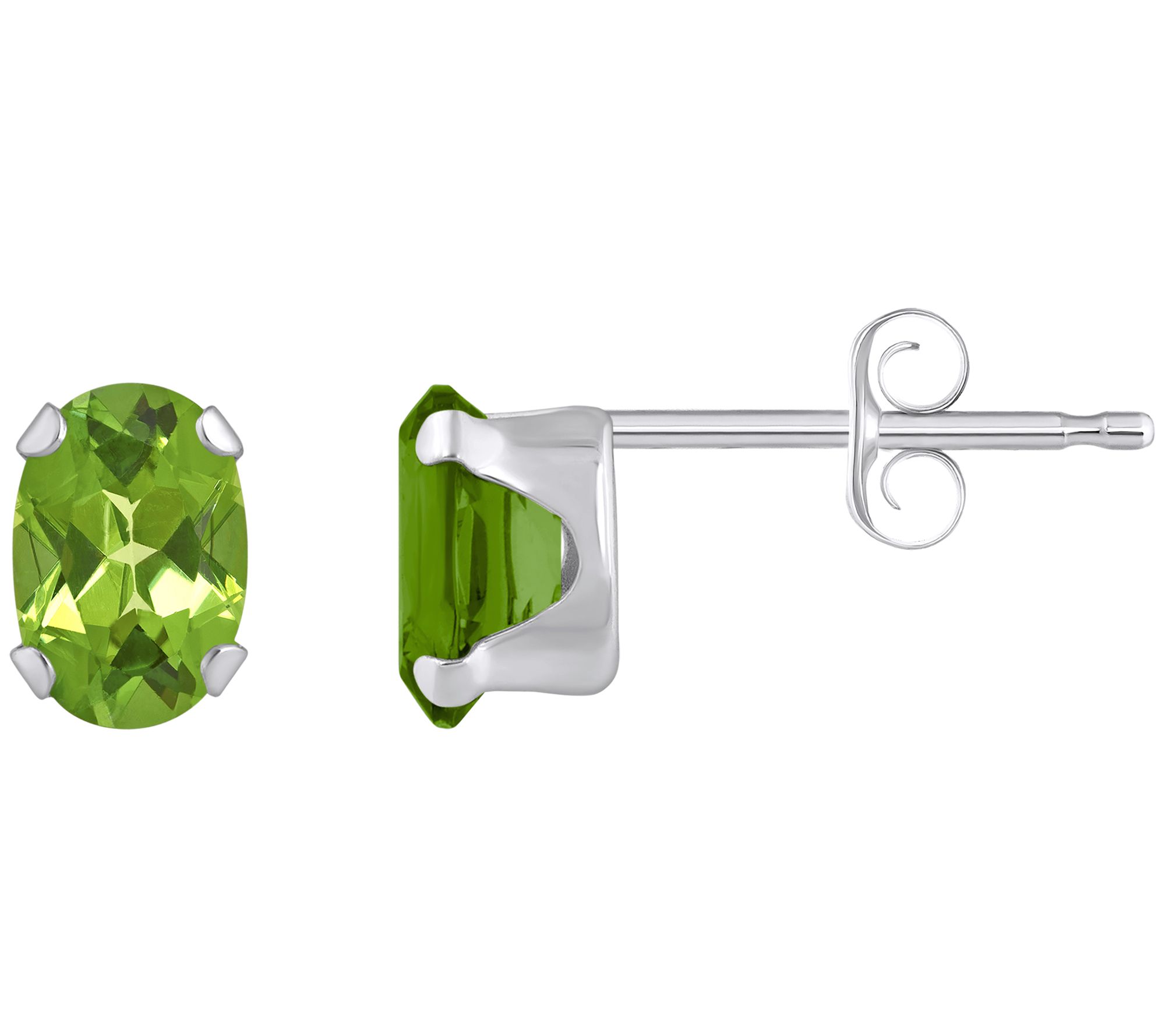 Affinity Gems Oval Gemstone Stud Earrings, 10K White Gold