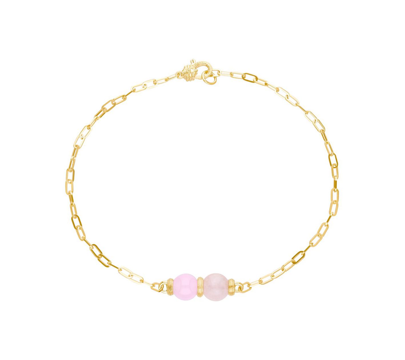 Ariva 18K Gold Clad Pink Jade Ankle Bracelet - QVC.com