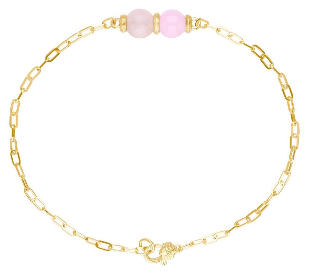 Ariva 18K Gold Clad Pink Jade Ankle Bracelet