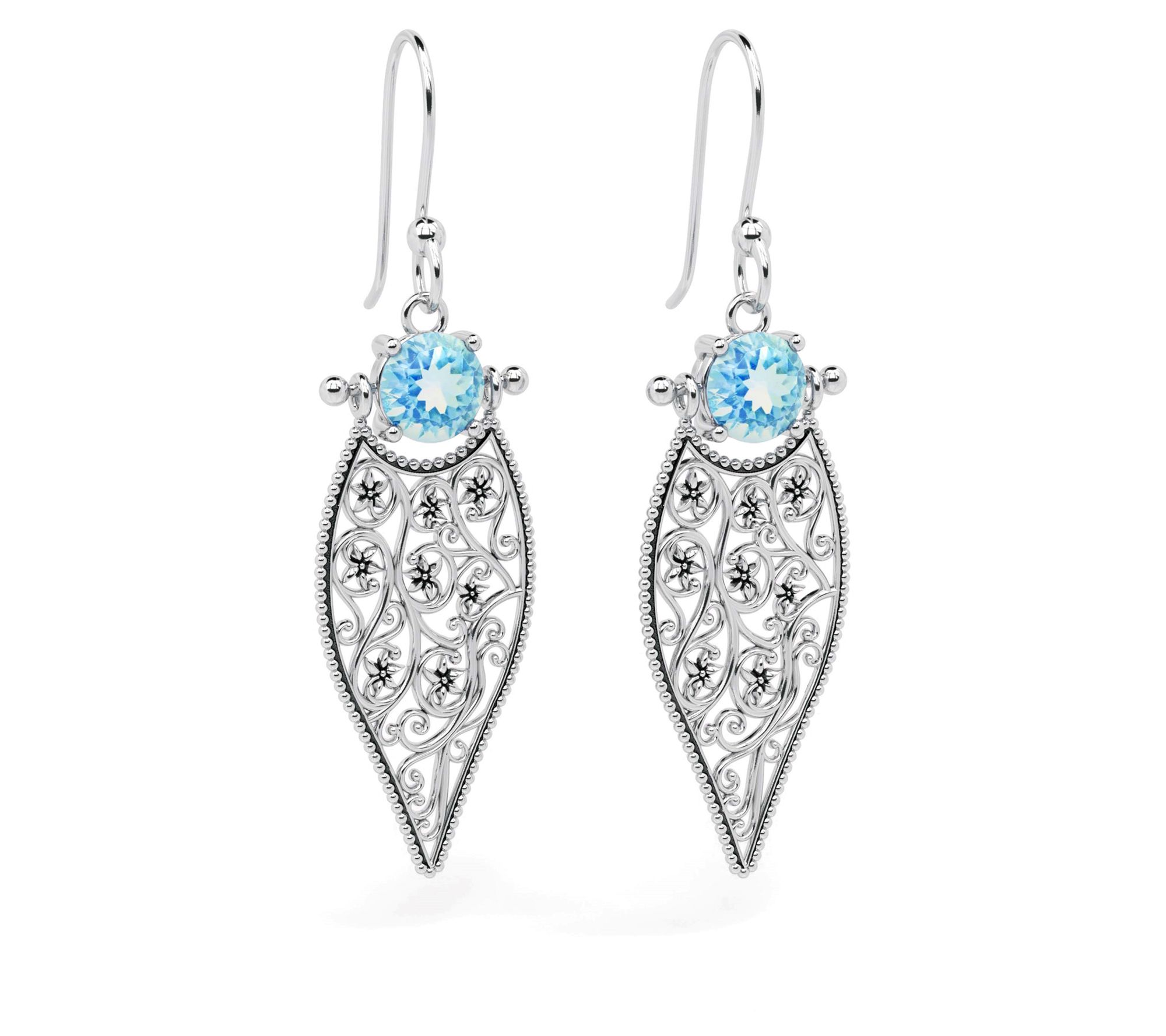 Or Paz Sterling Silver Gemstone Lace Dangle Earrings