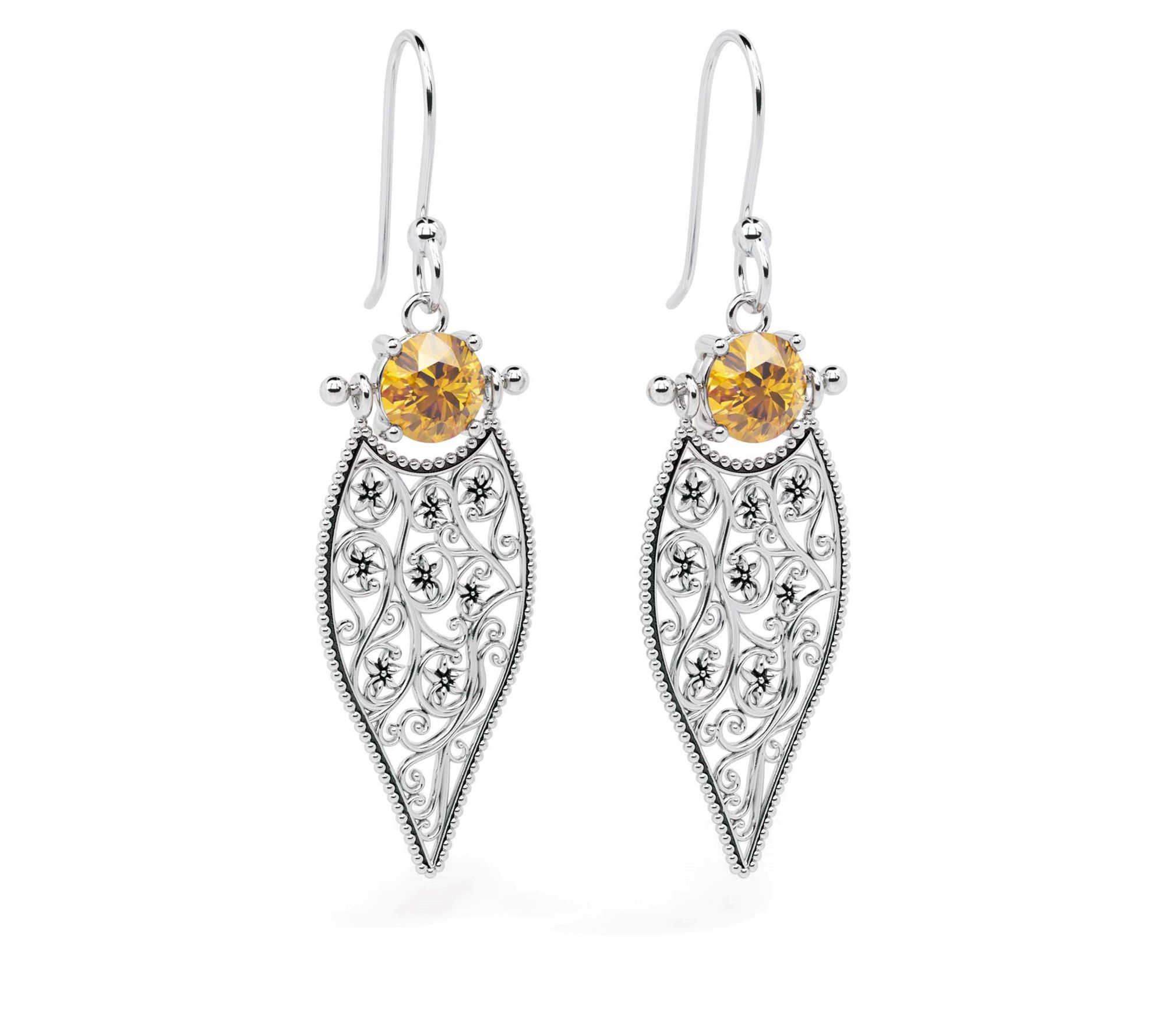 Or Paz Sterling Silver Gemstone Lace Dangle Earrings