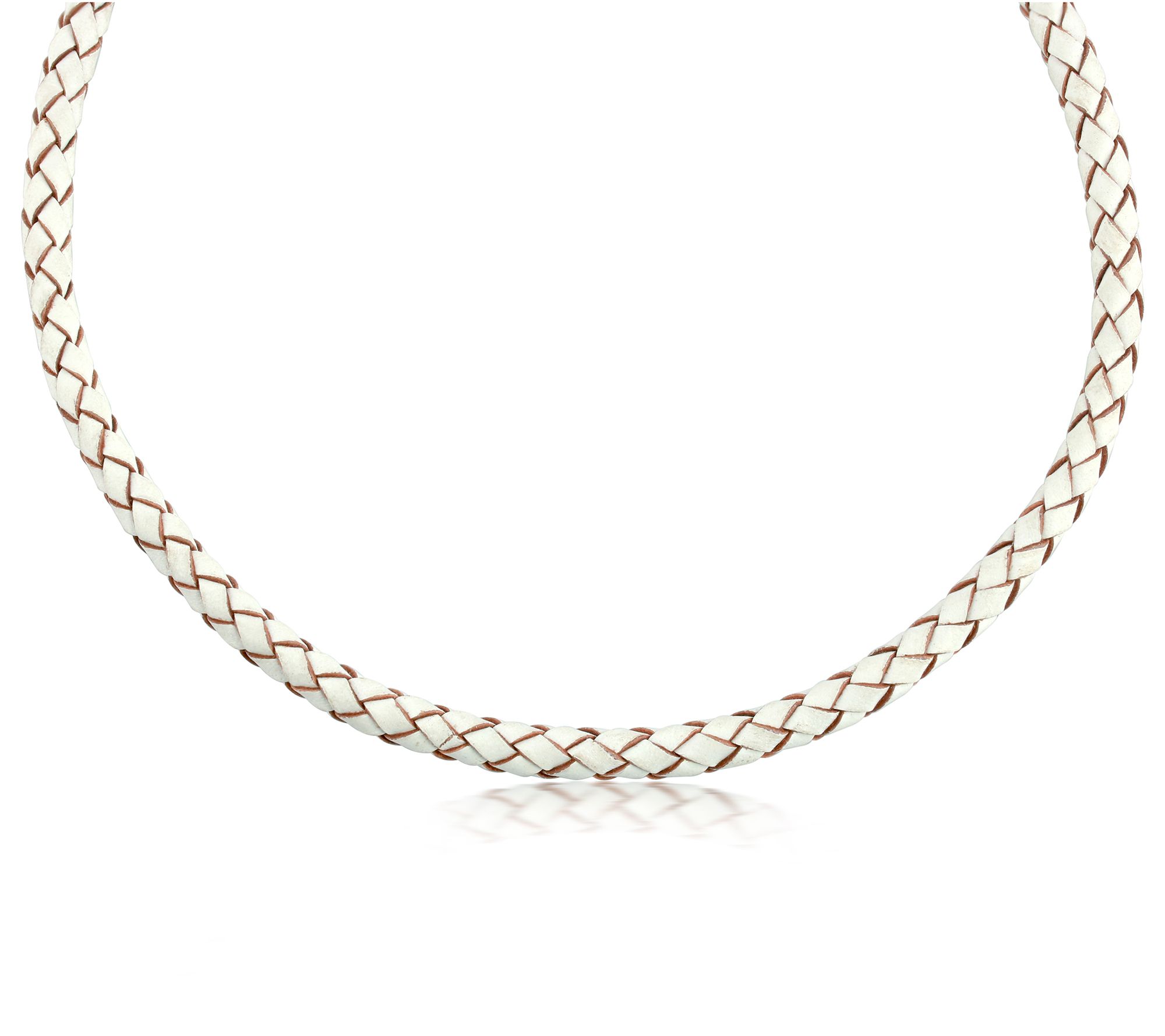 American West Sterling Braided Leather 17" Neckace