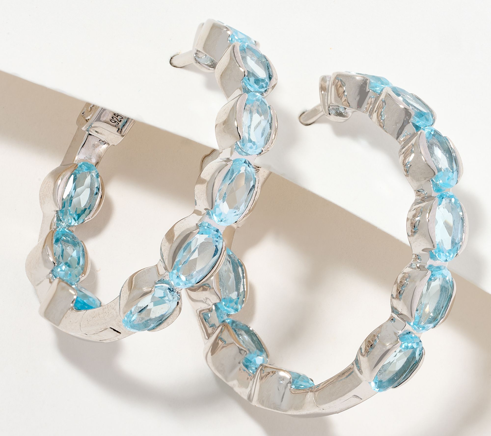 Affinity Gems 1" Semi- Precious Gem Hoop Earrings, Sterling Silver