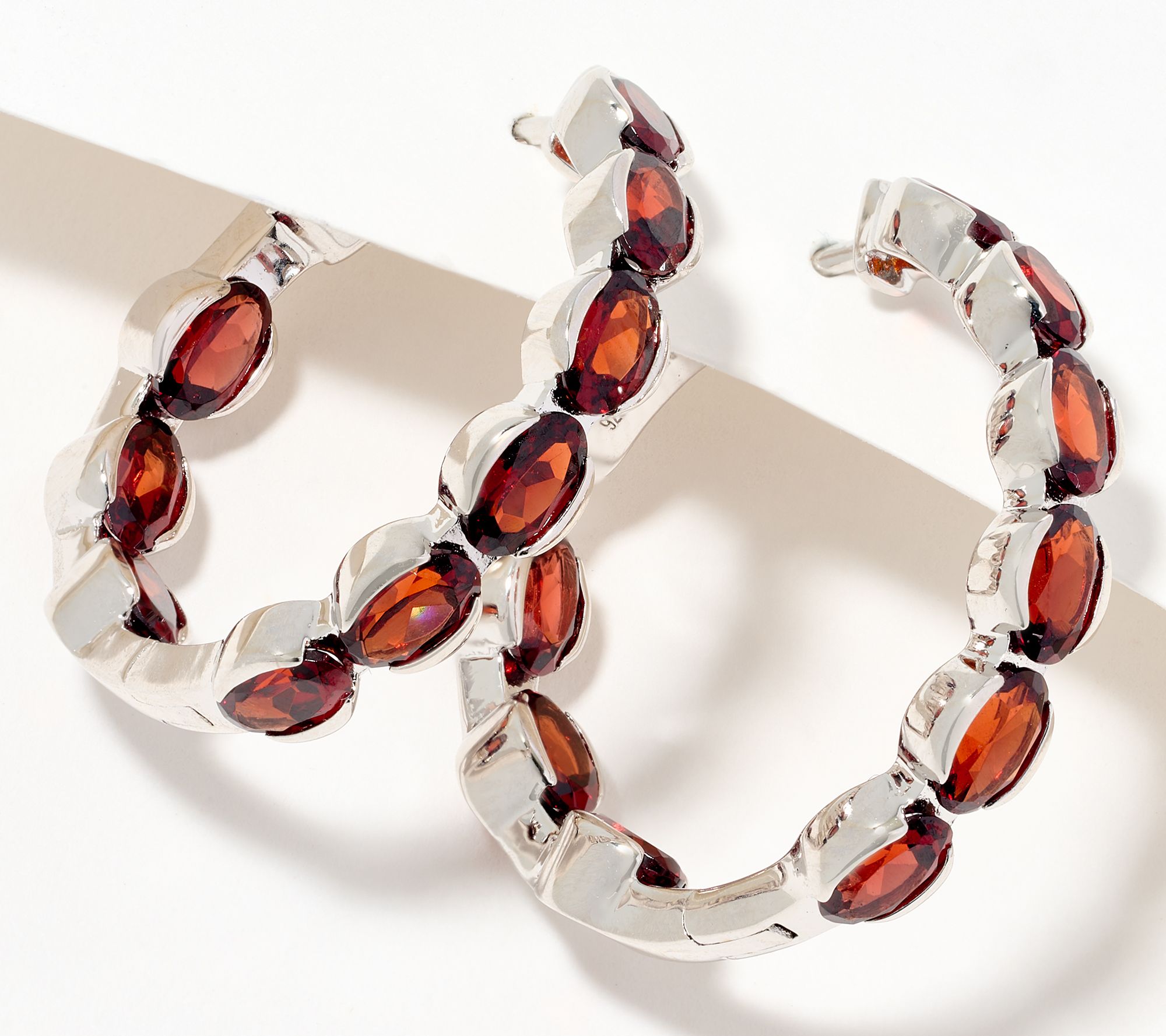 Affinity Gems 1" Semi- Precious Gem Hoop Earrings, Sterling Silver