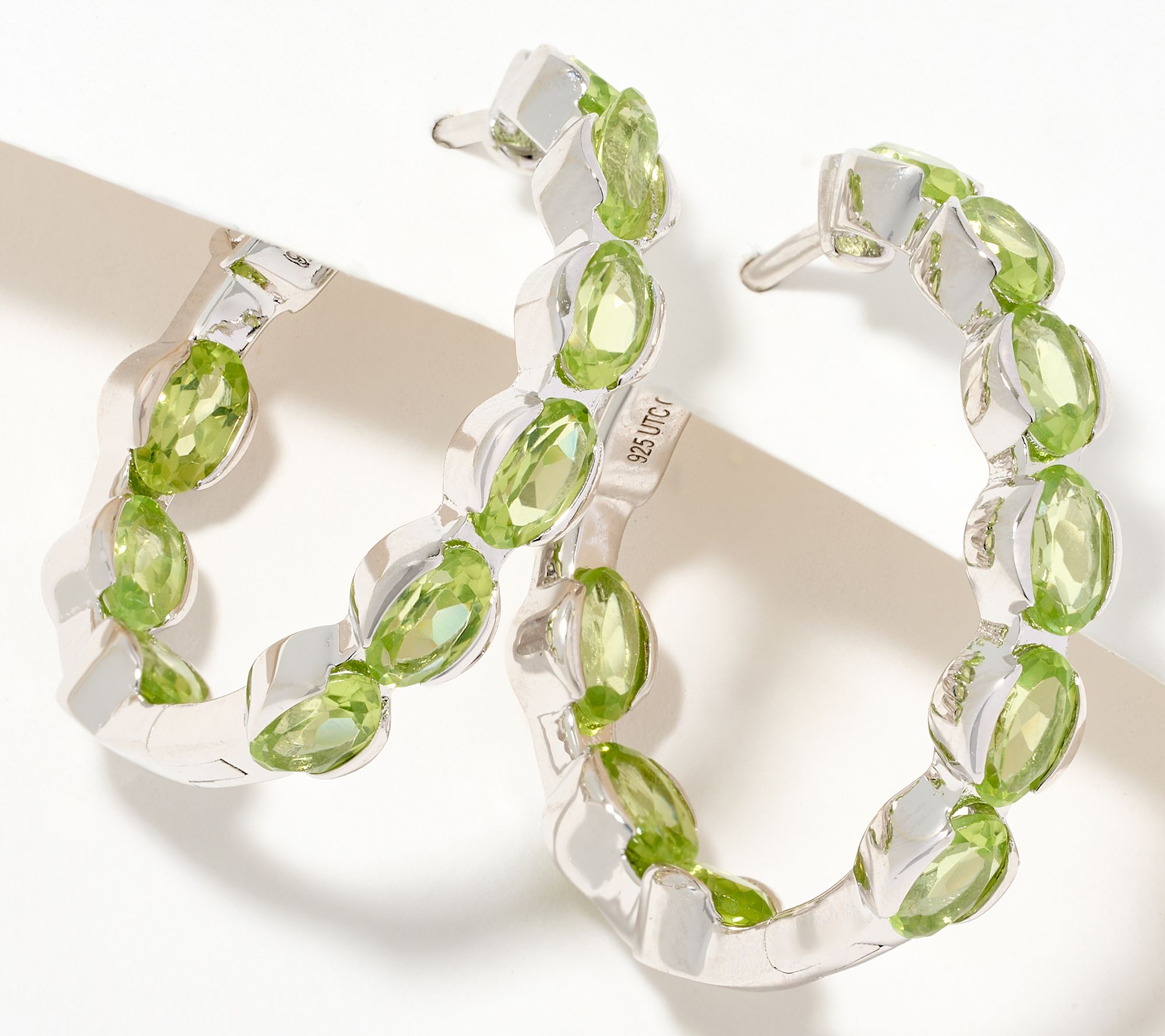 Affinity Gems 1" Semi- Precious Gem Hoop Earrings, Sterling Silver