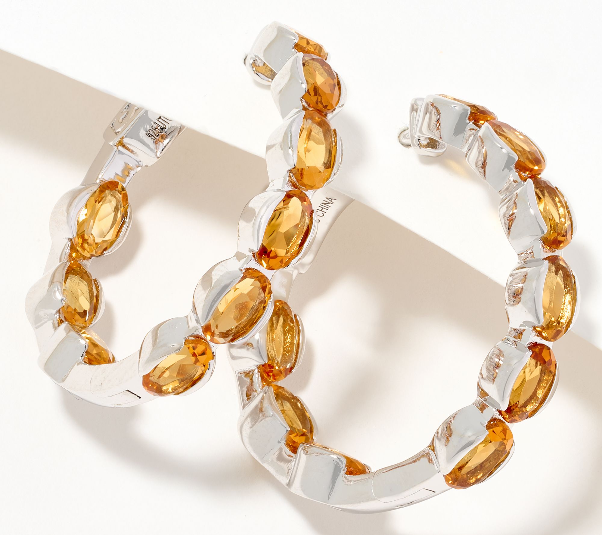 Affinity Gems 1" Semi- Precious Gem Hoop Earrings, Sterling Silver