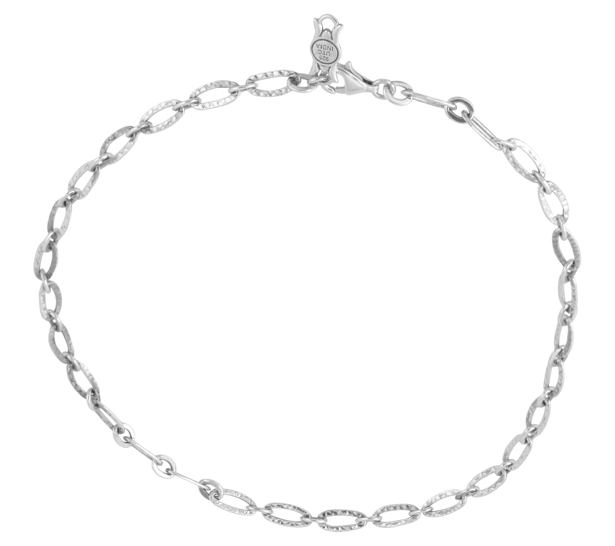 American West Sterling Textured & Polished 17"Oval Link Chain
