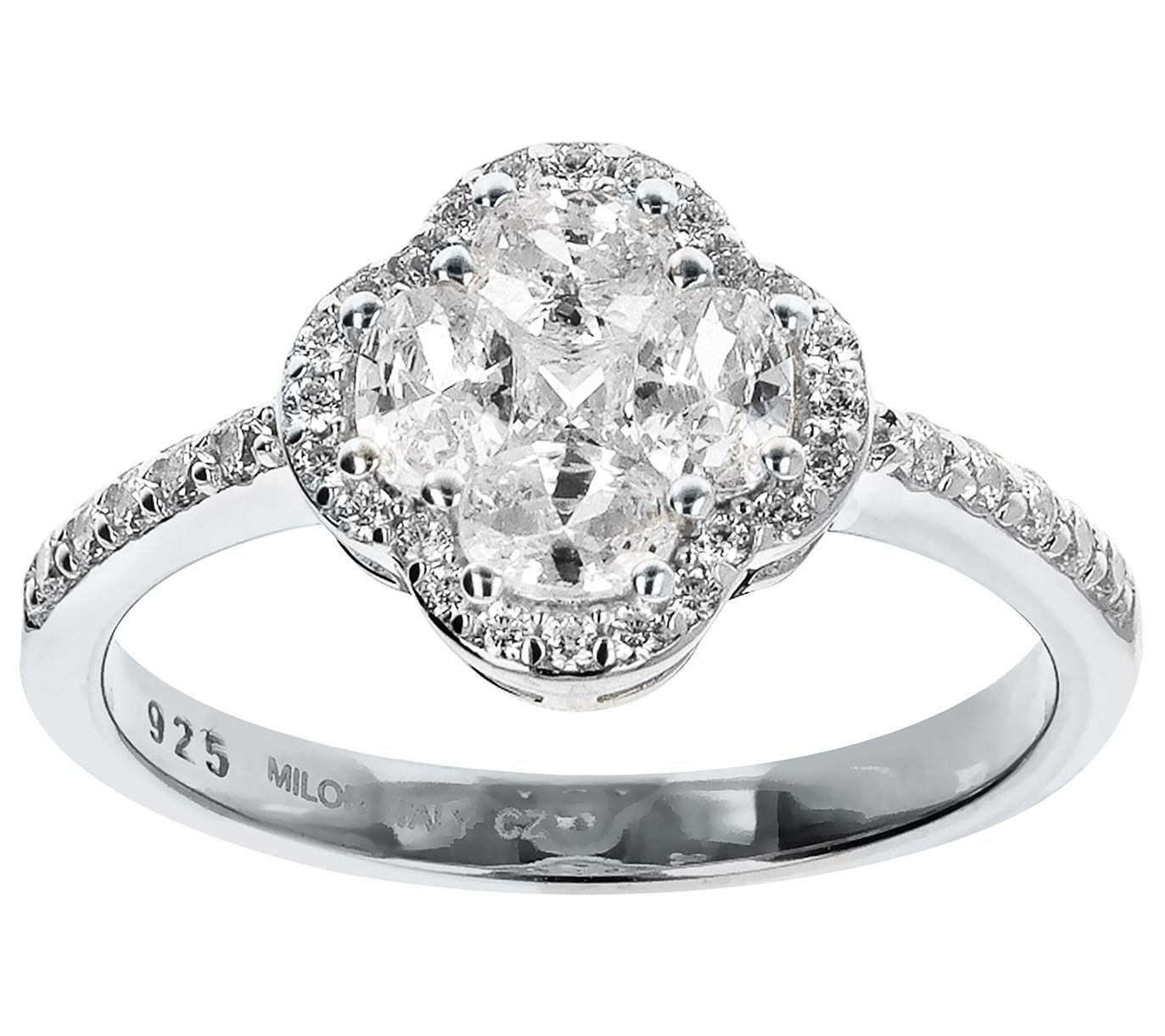 Diamonique Four-Leaf Clover Princess Ring, Sterling Silver