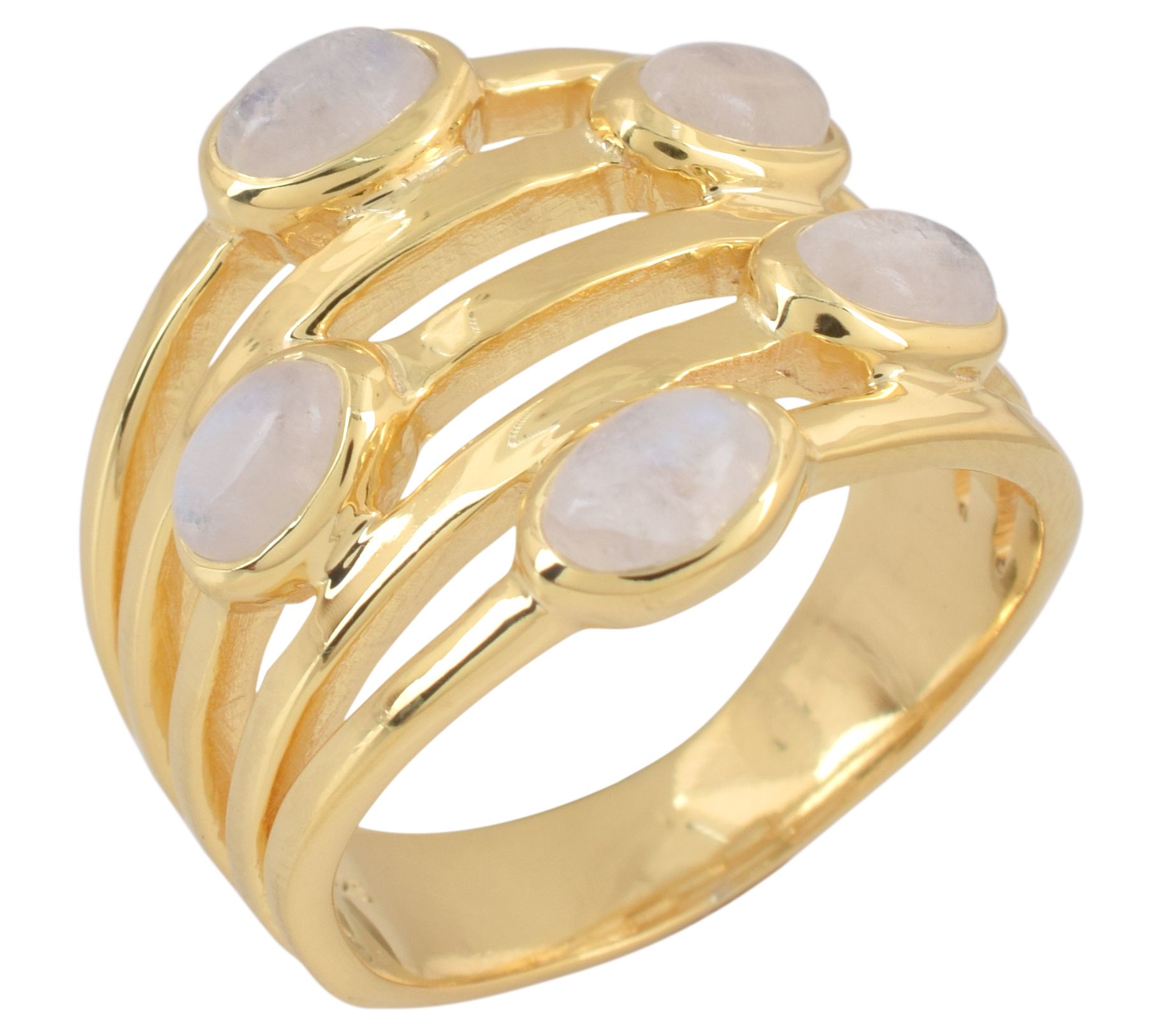 Affinity Gems 5-Stone Moonstone Ring, 14K Gold Plated