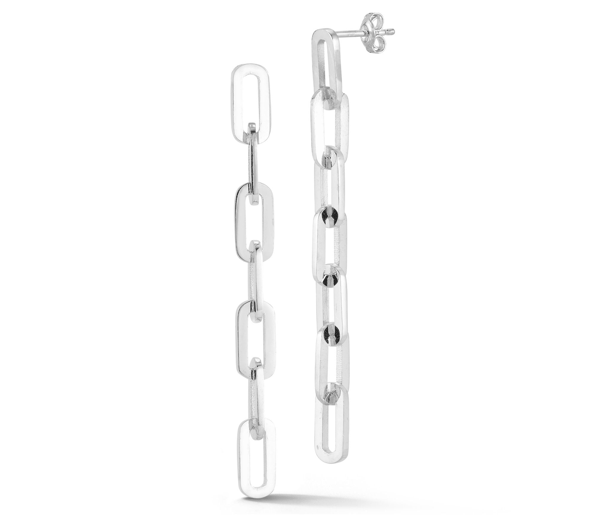 Sterlina Silver 2-1/4" Paperclip Drop Earrings,Sterling