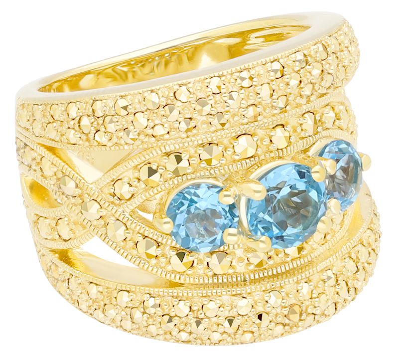 Dallas Prince 14K Clad Marcasite & Topaz Highway Band Ring