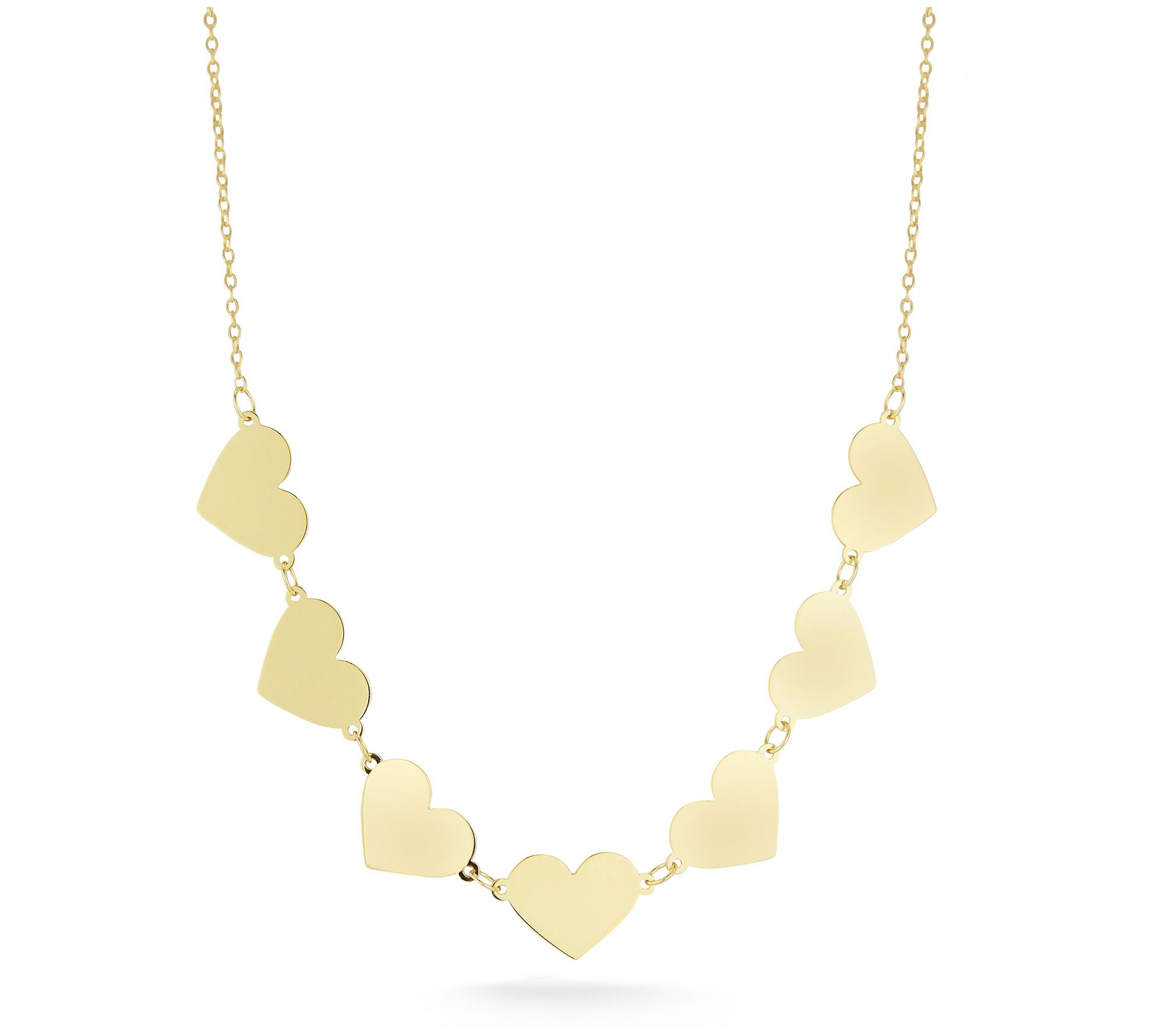 Italian Gold Heart Station Chain Necklace, 14K