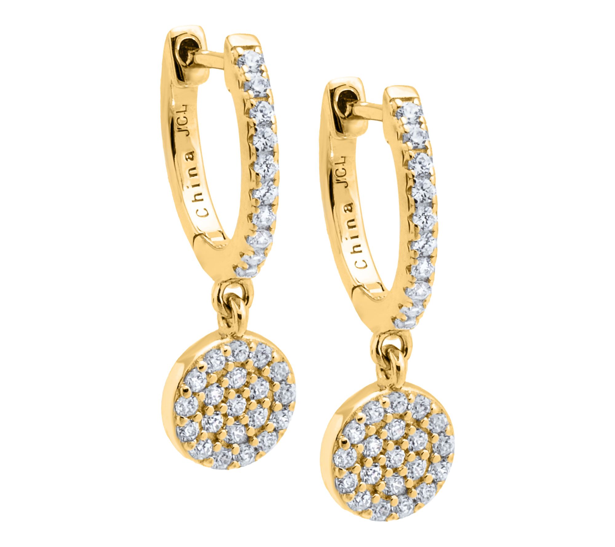 Diamonique x Jennifer Miller Pave Round Drop Earrings, Sterlin
