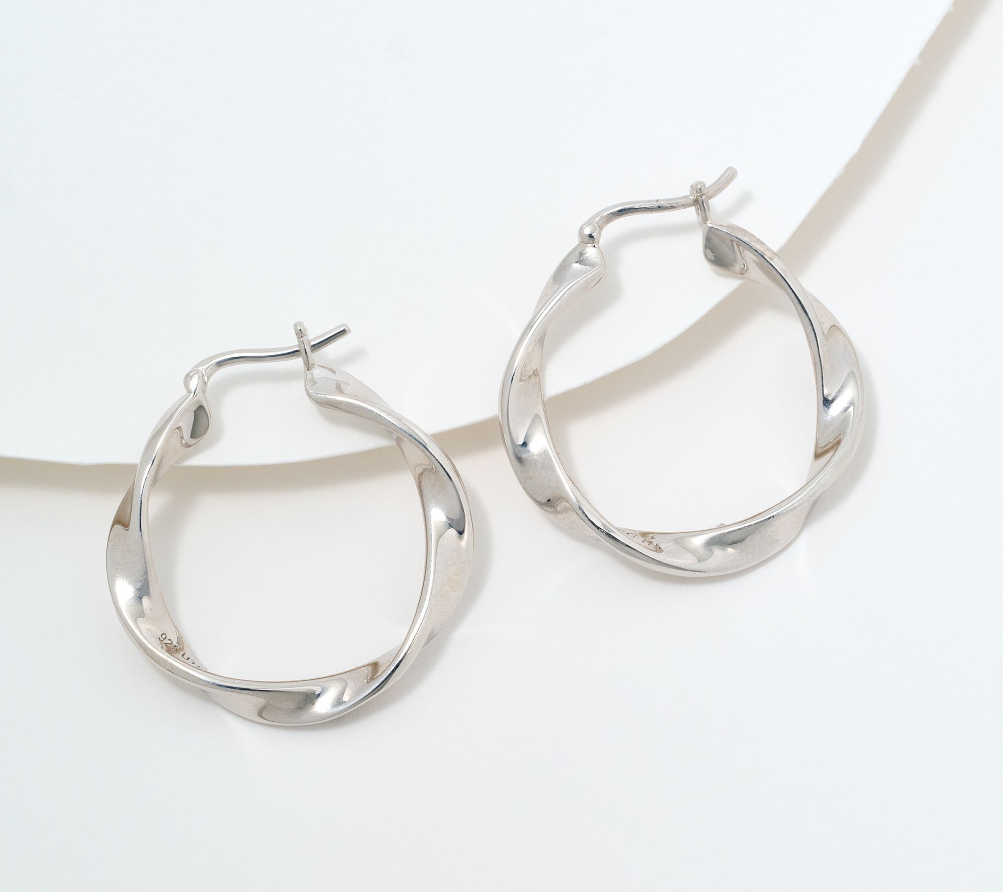  Christian James by Scott Grimes Sterling Silver 1" Ripple Hoop Earrings