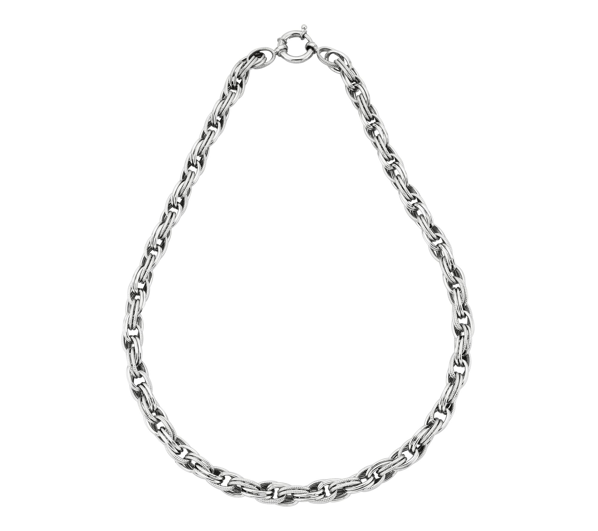 Silver Style Interlocked Oval Link Necklace, Sterling