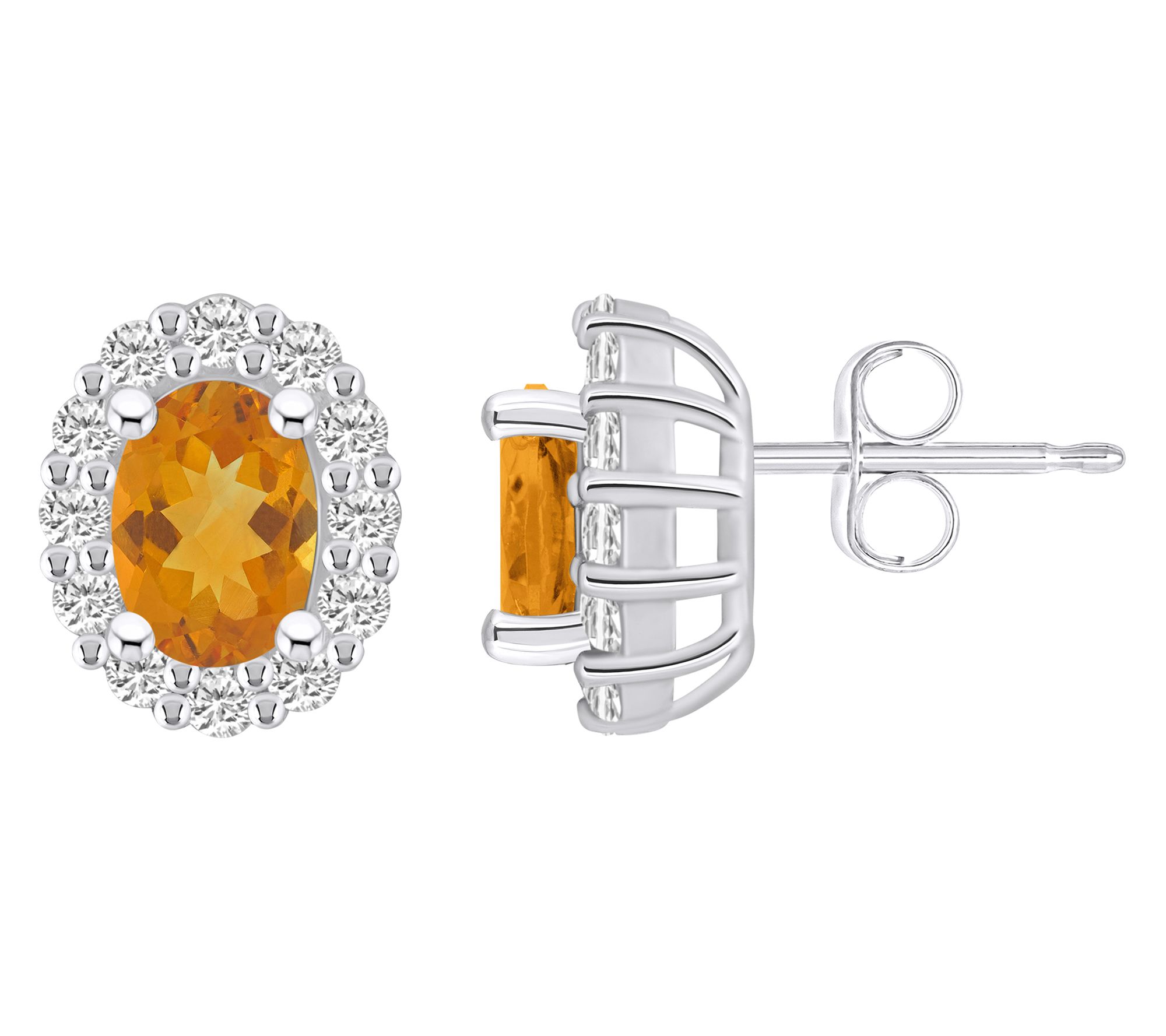 Affinity Gems Oval Gemstone & 0.60 cttw DiamondEarrings, 14K