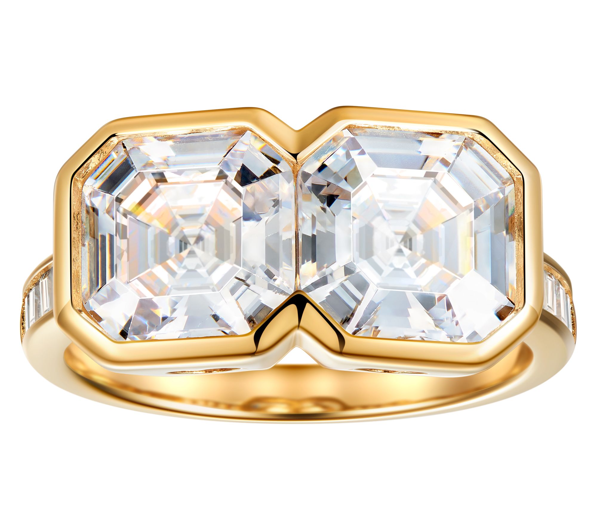 Diamonique X Jennifer Miller Twin Asscher Cut Ring, Sterling