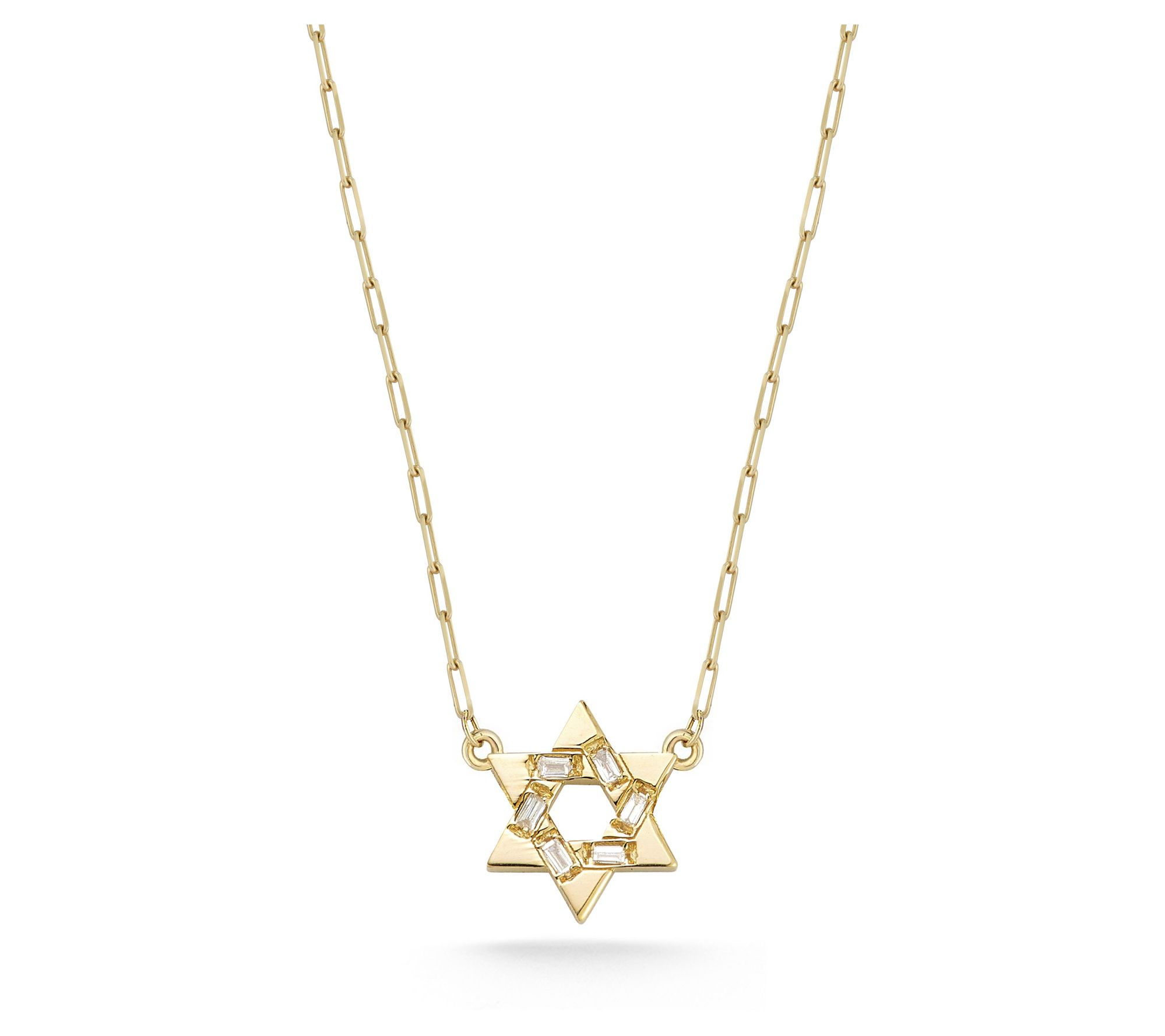 Luminosa Gold Diamond Star of David Pendant w/Chain, 14K