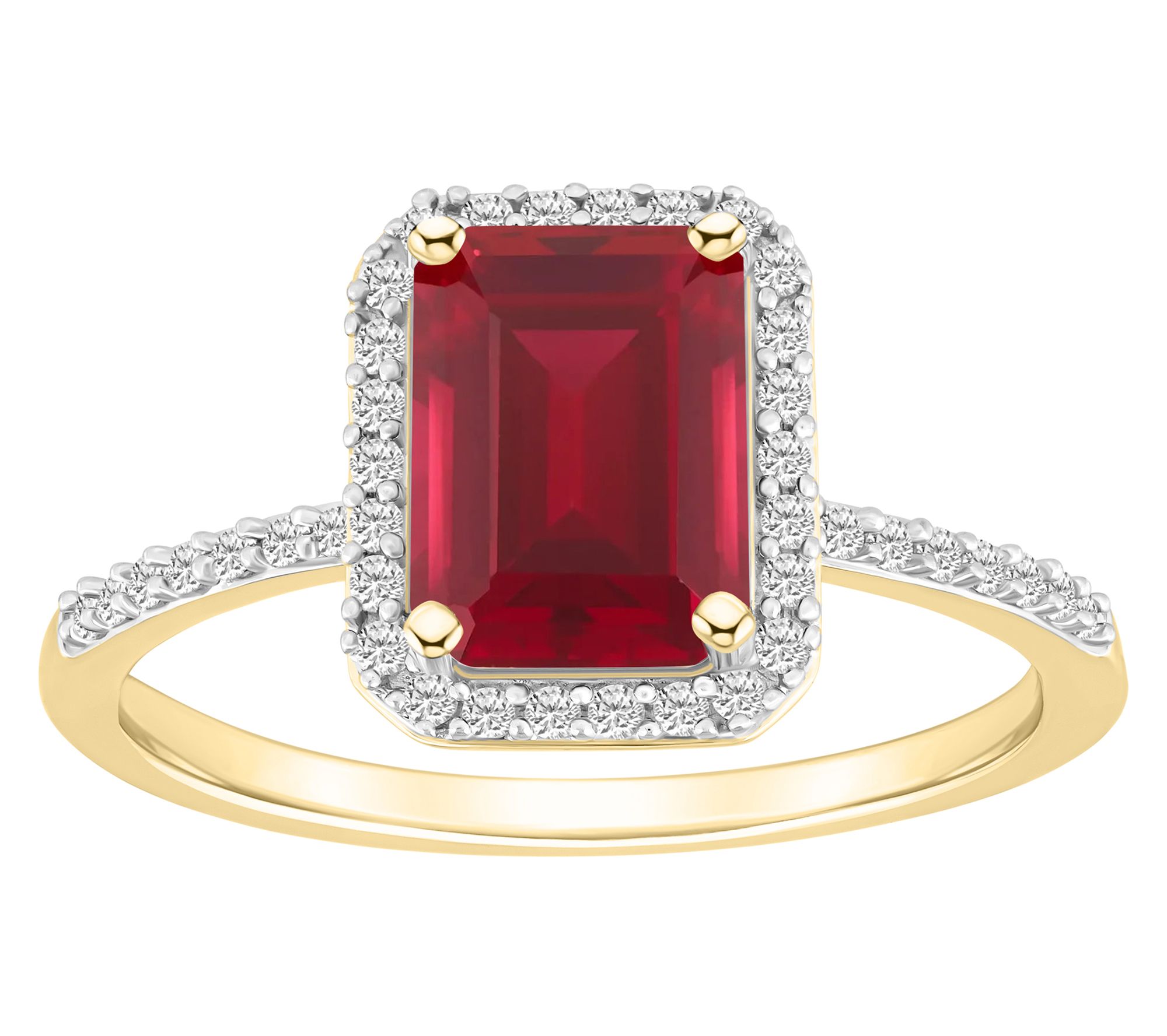 Affinity Gems Emerald Cut Created Gemstone Ring, 10K